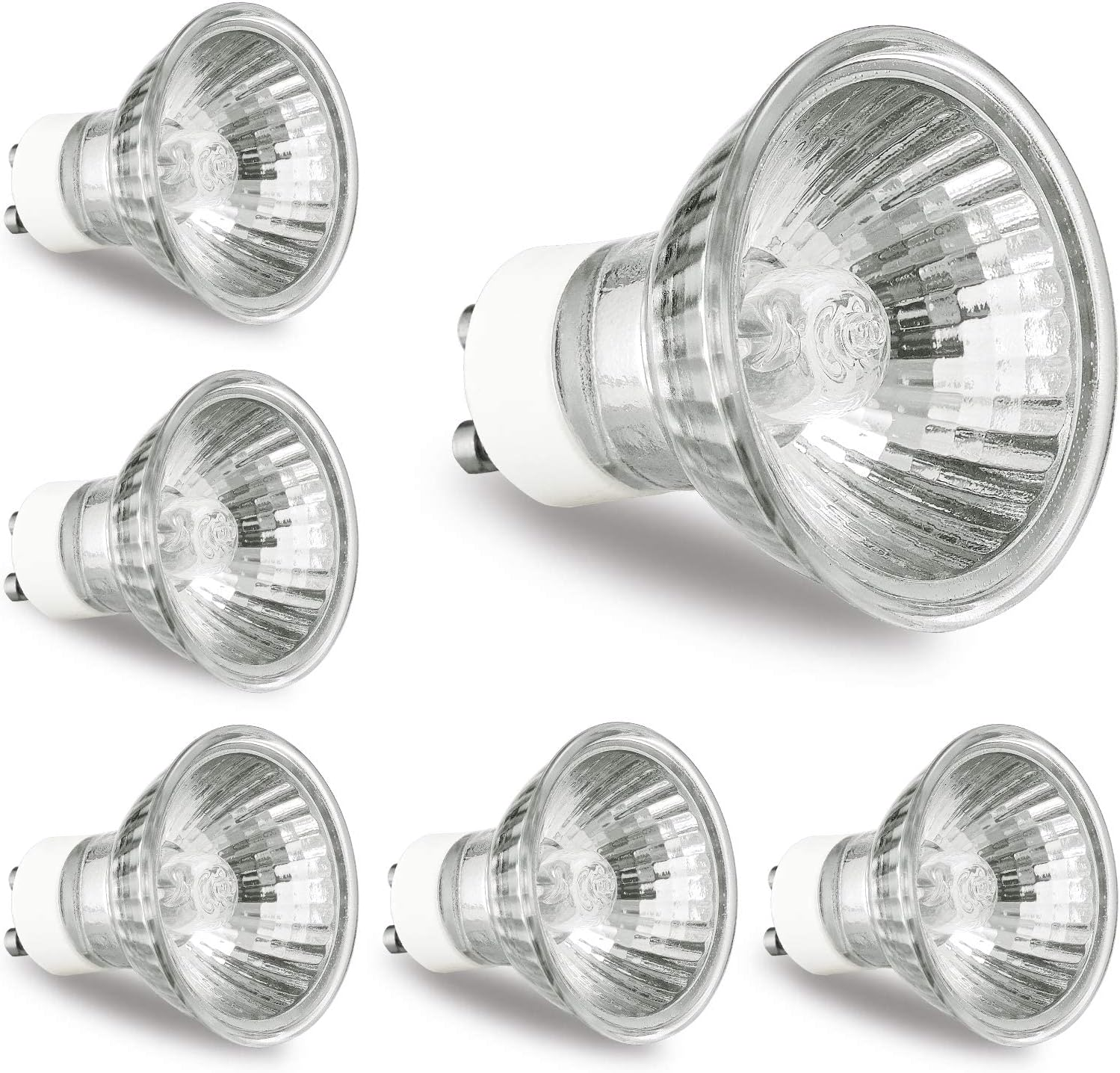 GU10 Bulb 120V 50W Light Bulbs for Candle Warmer Lamp, GU10+C with Glass Cover, 2700K Warm White, Dimmable, Pack of 6