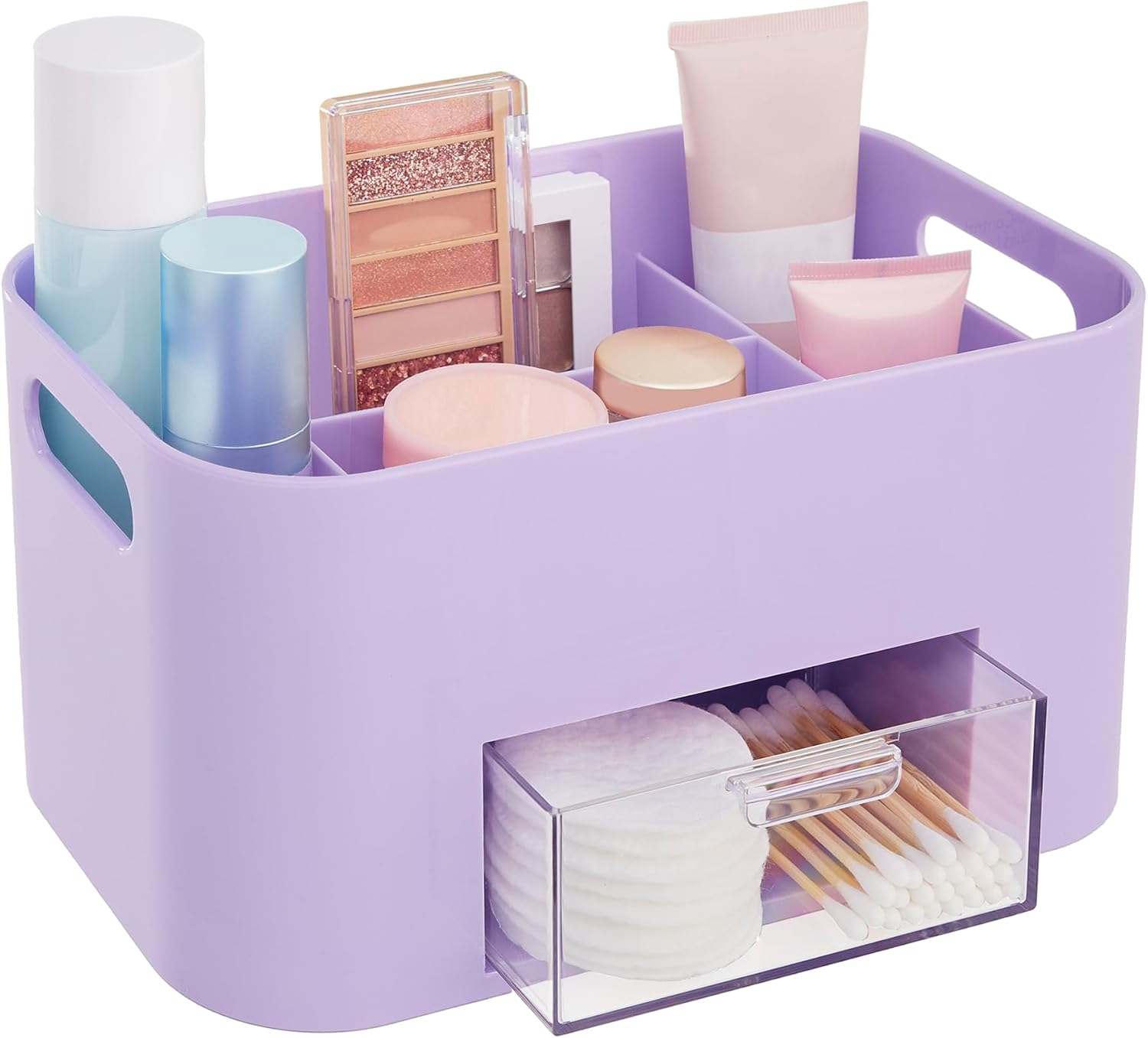 Bliss Lilac Purple Makeup Organizer for Countertop, Divided Bathroom Organizer
