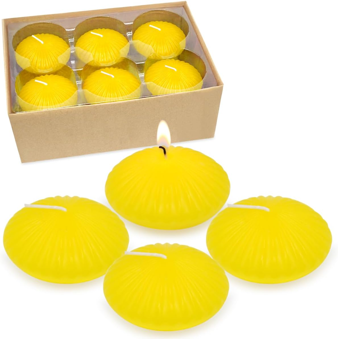 12 Pack 3 Inch Citronella Floating Candles for Summer, 10 Hour Yellow Dripless