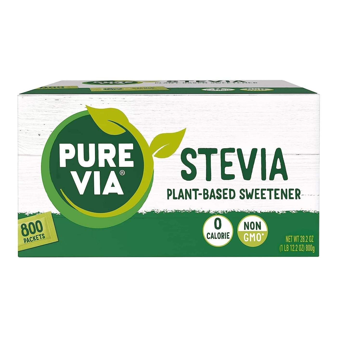 Pure via Stevia Sweetener 28.2Oz (800 Packets)