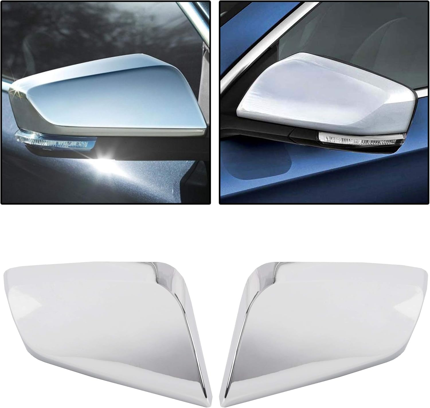 Pair Mirror Covers Compatible with 2014-2020 Chevy Impala Overlays Trims Shells Chrome 2PCS