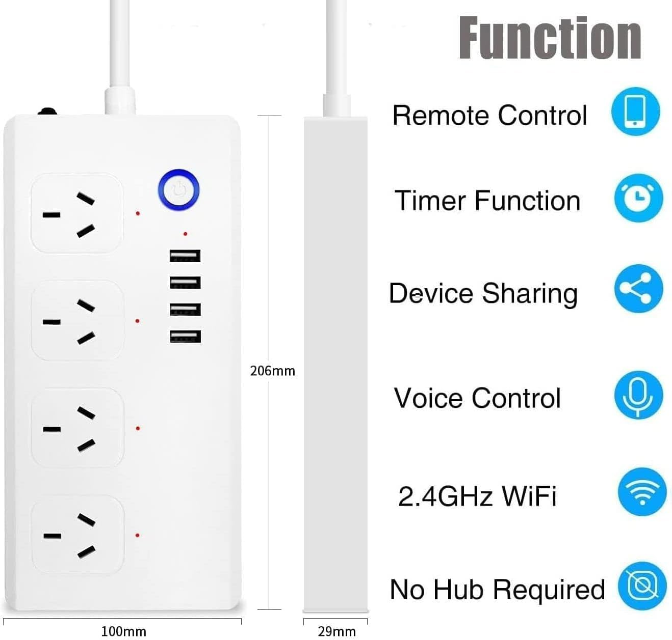 UseeLink WiFi Smart Power Strip, Power Board with 4 Outlets and 4 USB-A Charg... - Picture 3 of 13