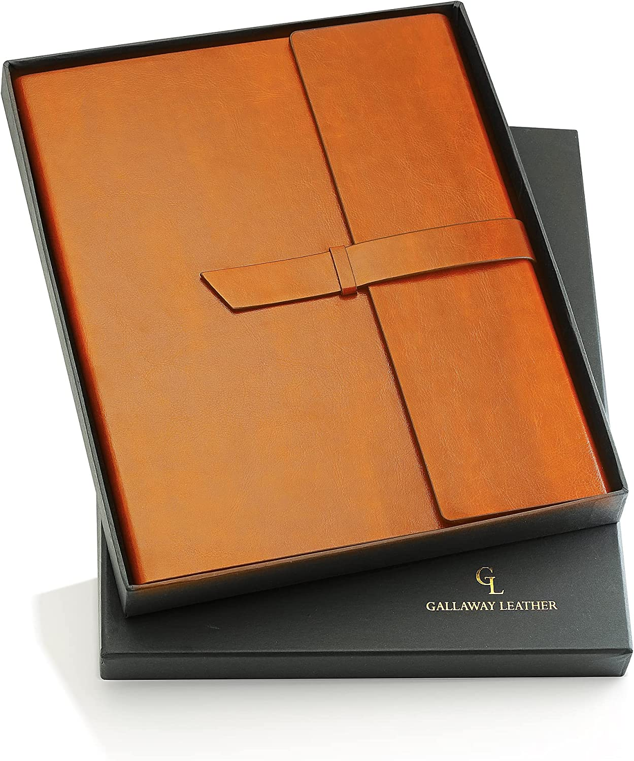 Gallaway-Leather-Padfolio-Portfolio, Folder-Slim-Notebook, Note-Pad-Holder, Desk-Accessories, Brown
