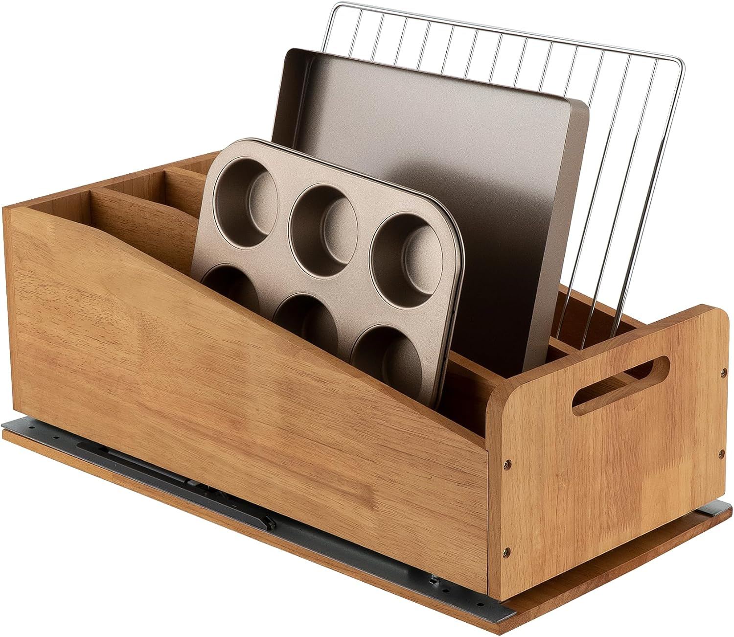 Pull Out Cabinet Organizer for Pans, Cookie Sheet, Bakeware, Cutting Board, Slide Out Kitchen Cabinet Storage Organizer Rack, 10.5''W X 21