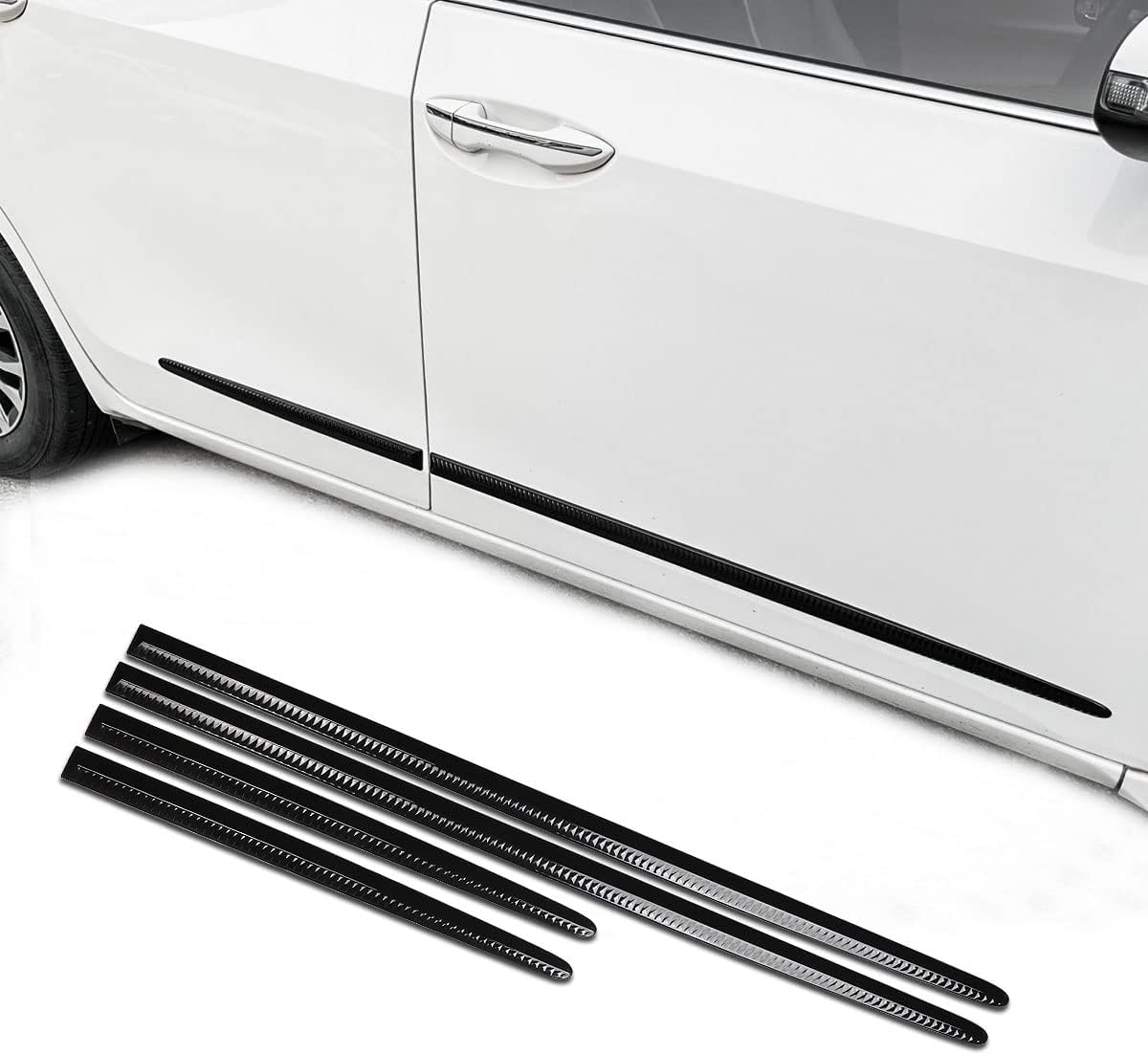 4PCS Dent Prevent Car Door Protector,Door Molding Trim Kit Strips,Universal Door Protector Automotive Molding Trim,Prevents Dents Scratches,Bright (Black)