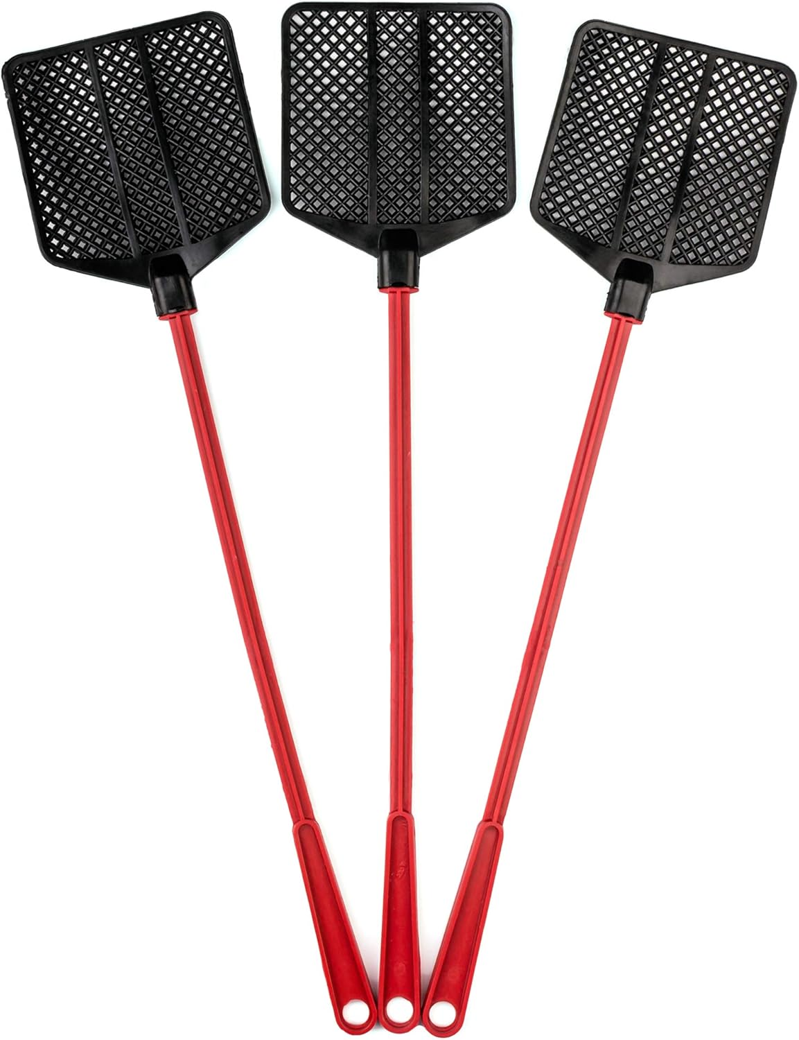 Rubber Fly Swatter, Long Fly Swatter Pack, Fly Swatter Heavy Duty, Red Color (3 Pack)