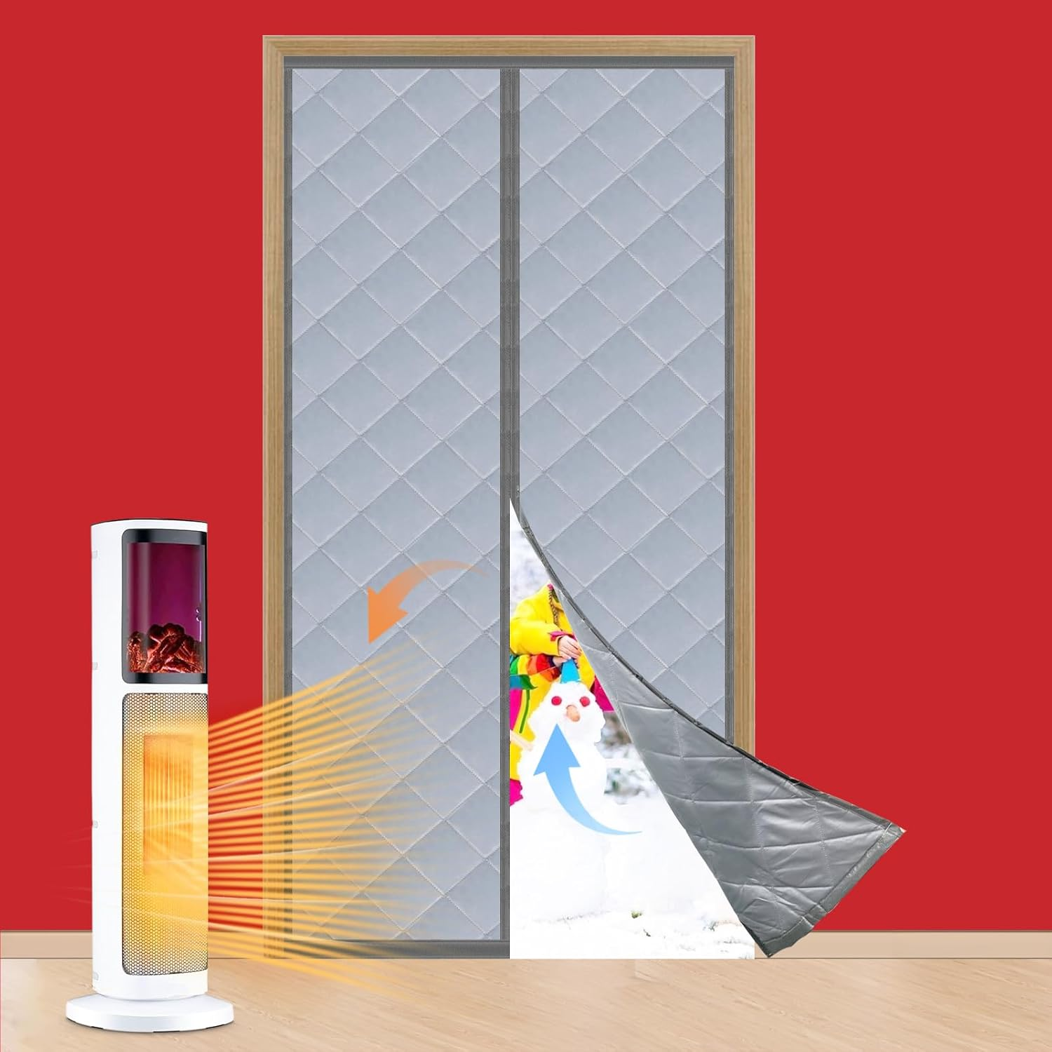 Thermal Insulated Magnetic Door Curtain 36x82in Winter Draft Stopper Weatherproof