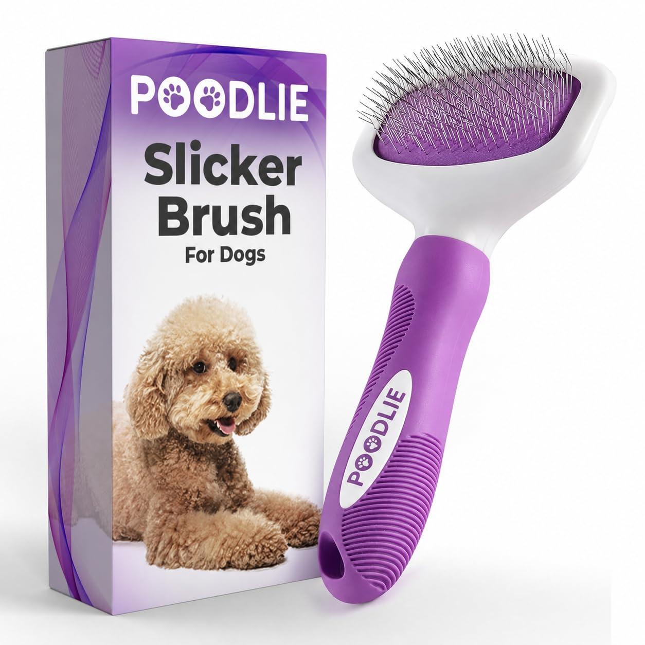 Poodle Pet Slicker Brush - for Dogs, Cats, Rabbits - Matted/Loose Fur, Knots - Suitable for Doodle/Goldendoodle Grooming and Shredding Short/Long Hair