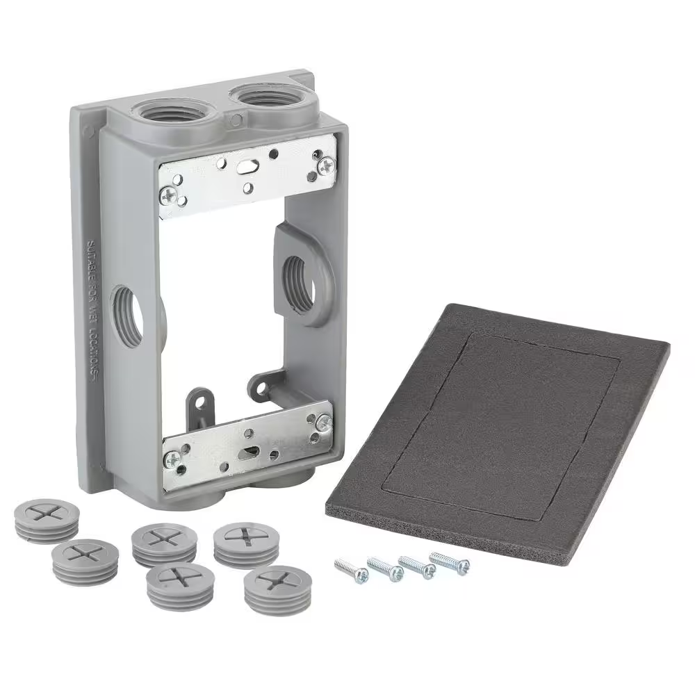 1-Gang Metallic Weatherproof Extension Ring with (6) 1/2 In. Holes, Gray