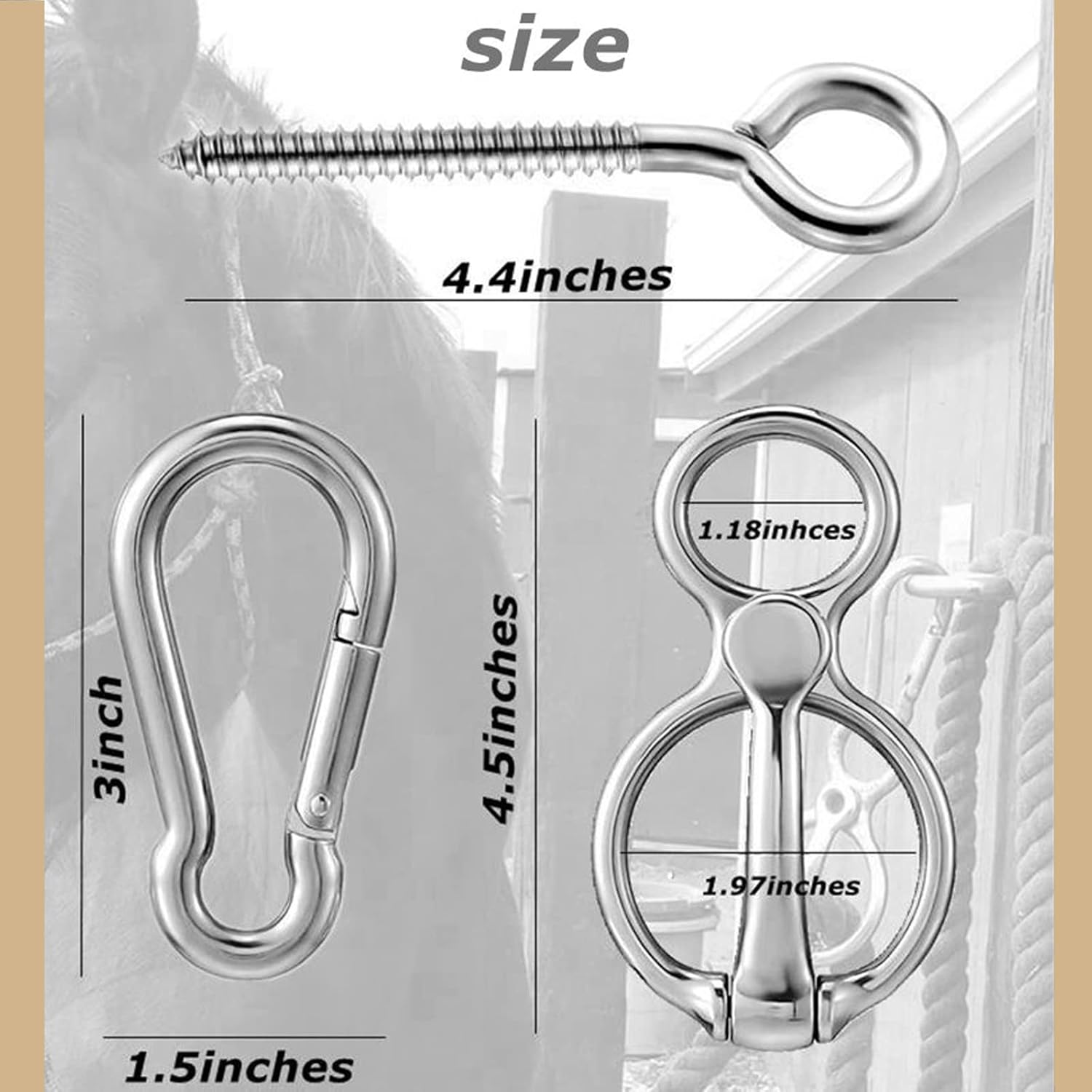HDYEGY 2pcs Horse Tie Ring, Heavy Duty Stainless Steel Tie Ring Horse Trainin... - Picture 6 of 13