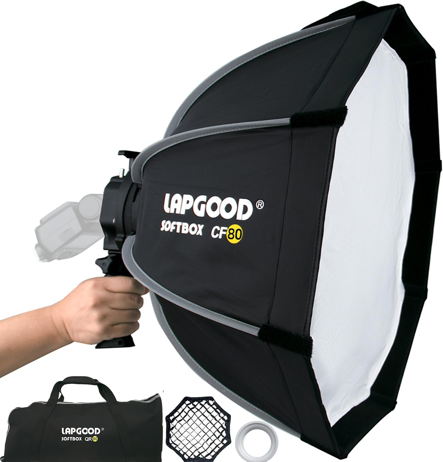 Bowens Mount Softbox 32''/80CM Handheld Quick Set-Up, S-Type Bracket Compatible with Godox Canon Sony Fuji Yongnuo Flash AD200PRO V1 TT600 V860III 430EXIII SB500 YN320EX YN560