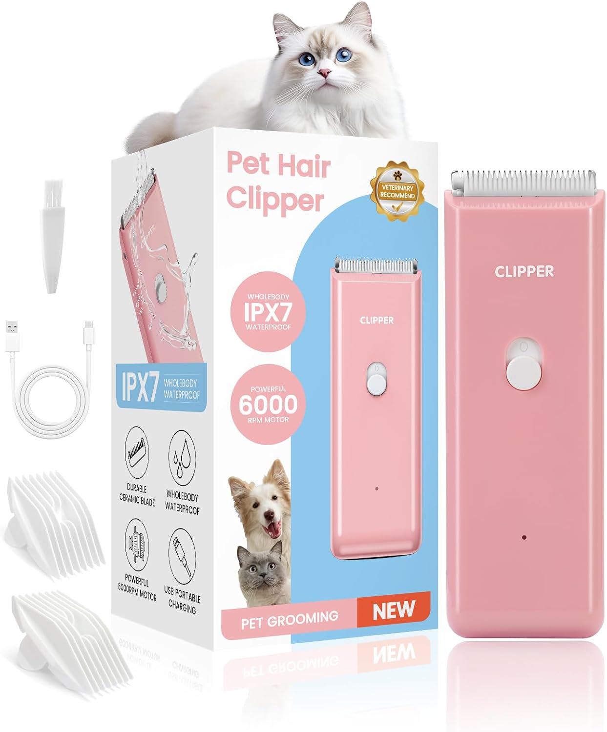 Dog Clipper for Matted & Long Hair,Quiet Pet Paw Hair Trimming Groomer