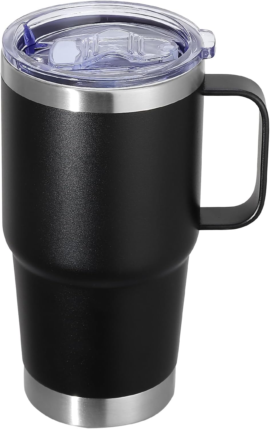 20 oz Stainless Steel Tumbler with Handle Metal Insulated Coffee  Mug with Handle Double Wall Tumbler Cup with Lid and Straw, Black 1 Pack