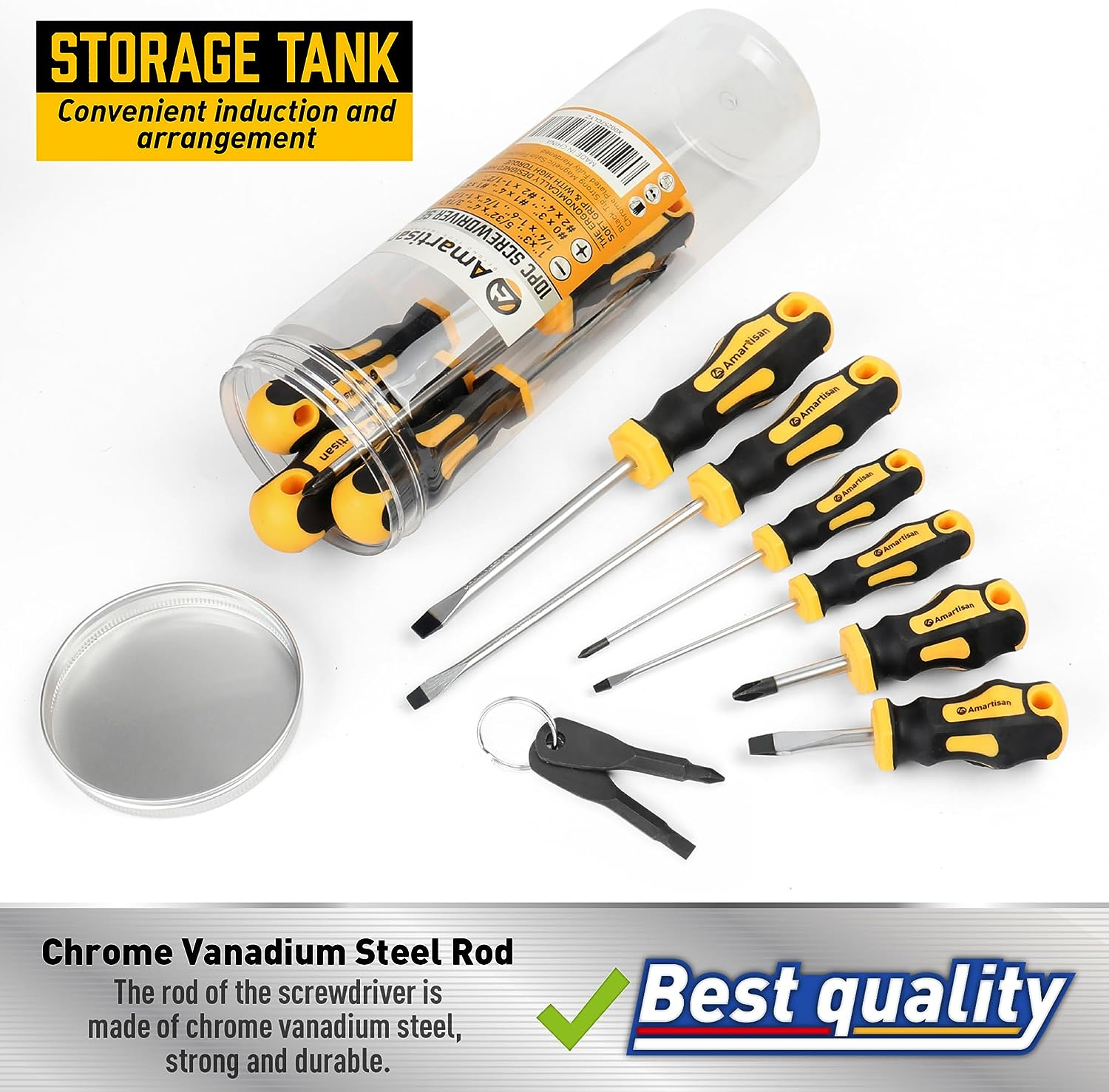 10Pcs Magnetic Screwdrivers Set,5 Phillips and 5 Slotted Tips Professional Cushion Grip Screwdriver Set,Home Needs,Handyman Tools