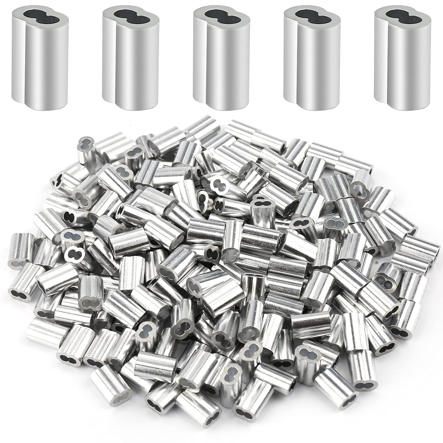 200 Pcs Aluminum Crimping Loop Sleeve 1/16