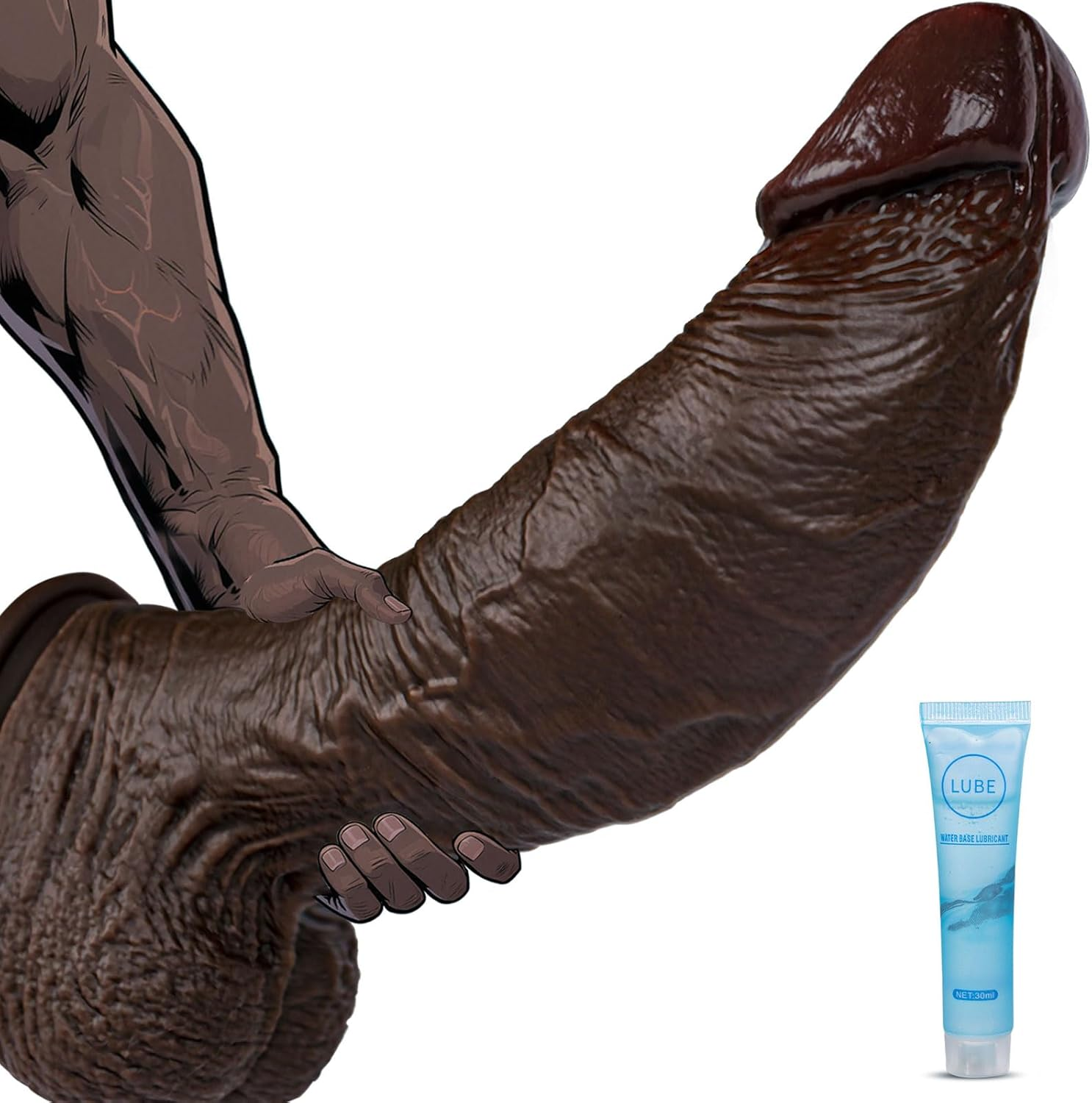 10.5'' Realistic Huge Thick Black Dildo - 8.6 Inch Girth Big Curved Dildo with Strong Suction Cup, Giant Dual Density Silicone Dildos for Anal Vagina, BBC Anal Dildos G-Spot Sex Toys for Women Men