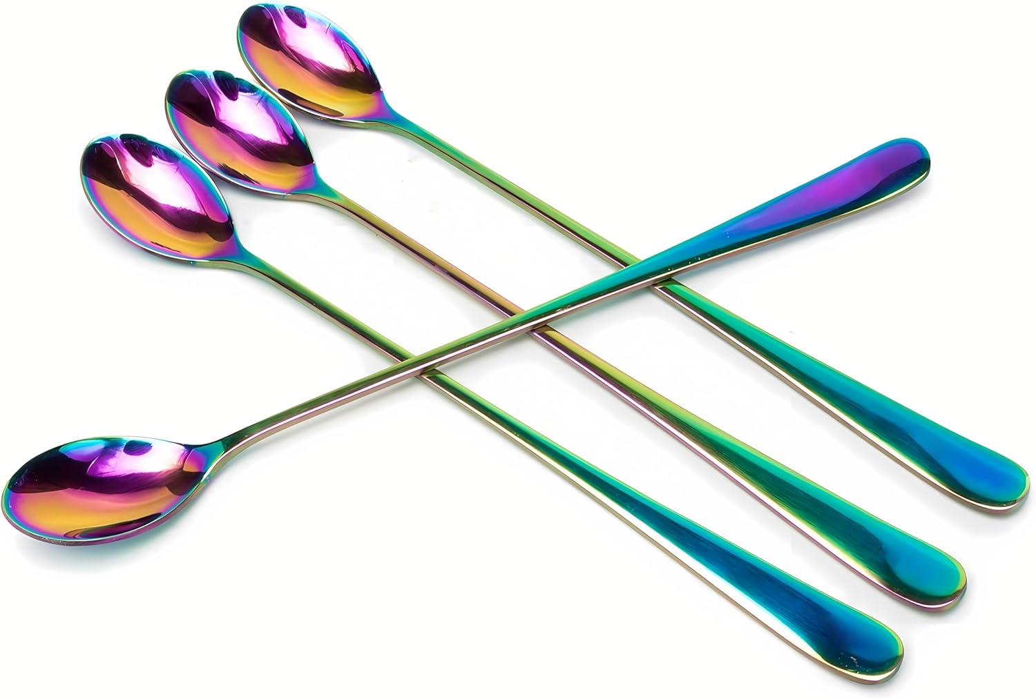 Long-handled ice tea spoon, cocktail stir spoons, stainless steel coffee spoons, ice cream scoop Set of 4 (9 IN)