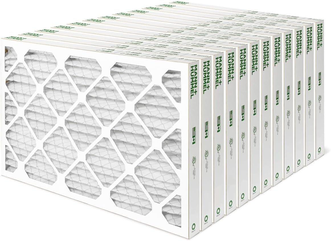 Mann+Hummel 18X24X2 MERV 8 Pleated HVAC AC Furnace Air Filters. Case of 12. (Exact Size: 17.38 X 23.38 X 1.75 Inches)