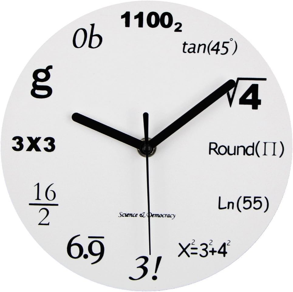 Math Clock, Unique Wall Clock Modern Design Novelty Maths Equation Clock - Each Hour Marked by a Simple Math Equation (12