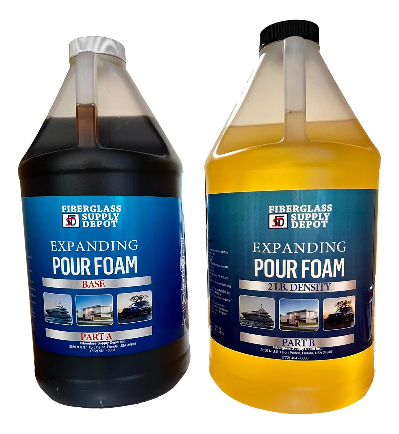 2 Lb Density Expanding Pour Foam, 2 Part Polyurethane Closed Cell Liquid Foam for Boat and Dock Flotation, Soundproofing, Filling Voids, and Insulation (1 Gallon Kit)