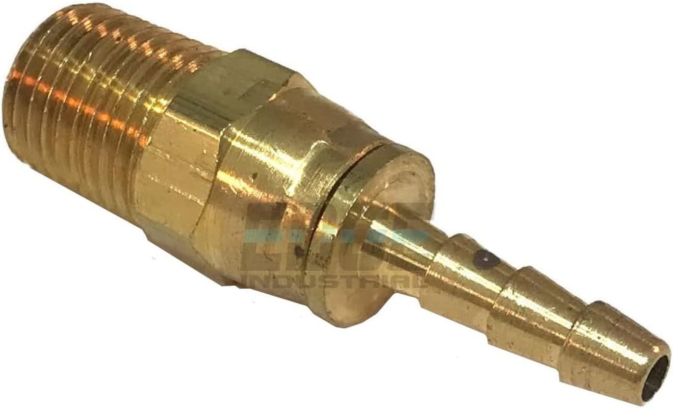 5 Pack 3/16 Swivel Brass Hose Barb X 1/4 Male NPT MNPT Water AIR Fuel WOG