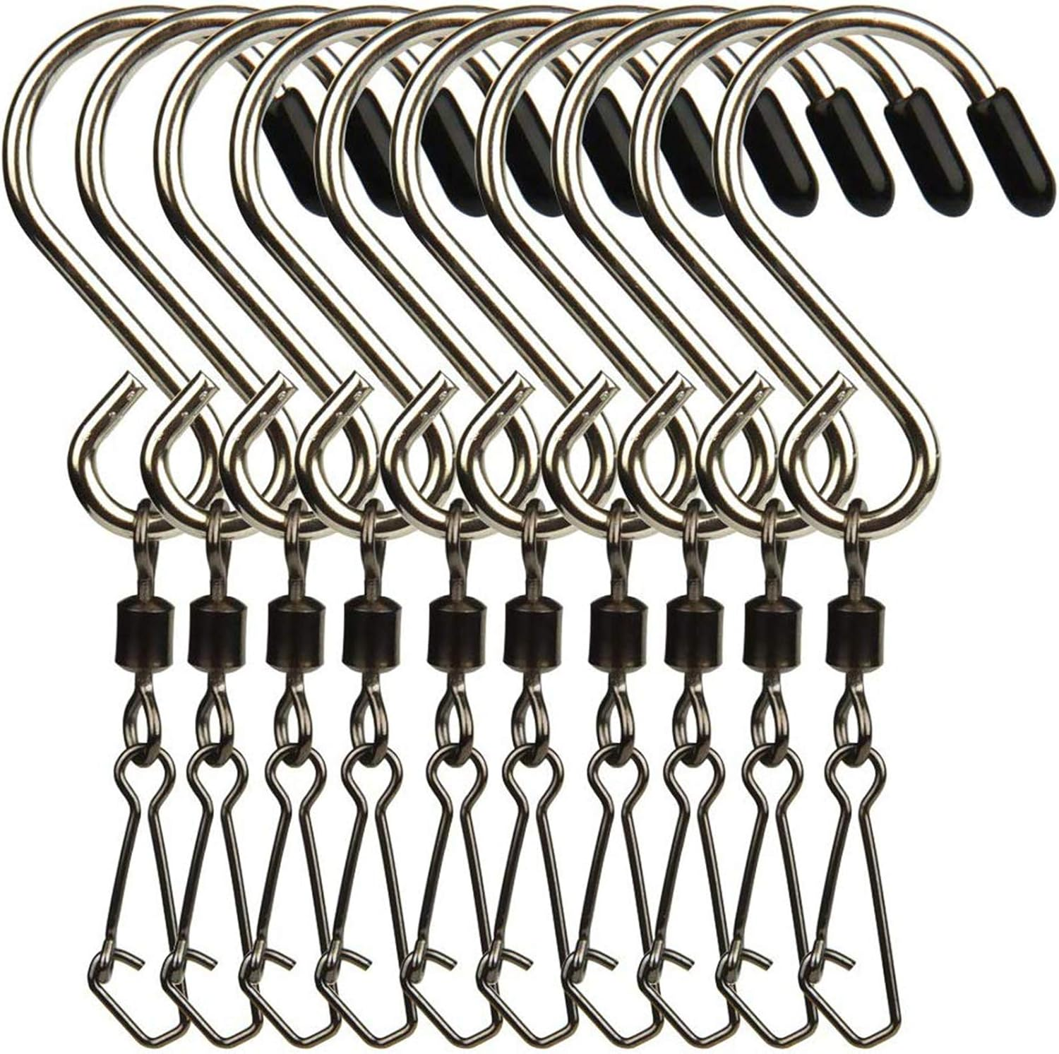 10Pcs Swivel S Hooks Clips, Hanging Wind Spinners for Chimes Crystal Twisters, W