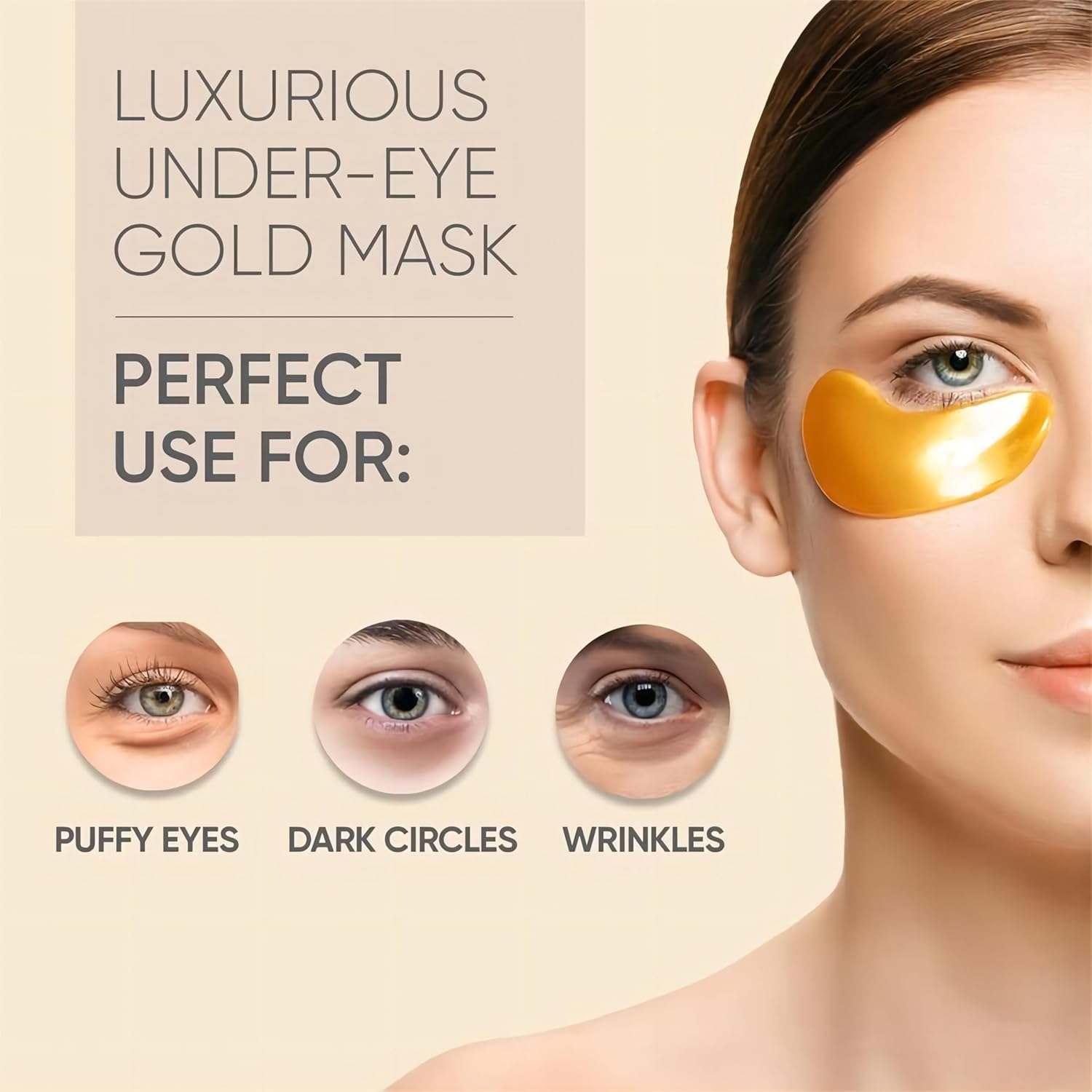 24K Gold Eye Mask, 20 Pairs Eye Patches, Collagen Under Eye Mask, Wrinkle Pat... - Picture 3 of 14