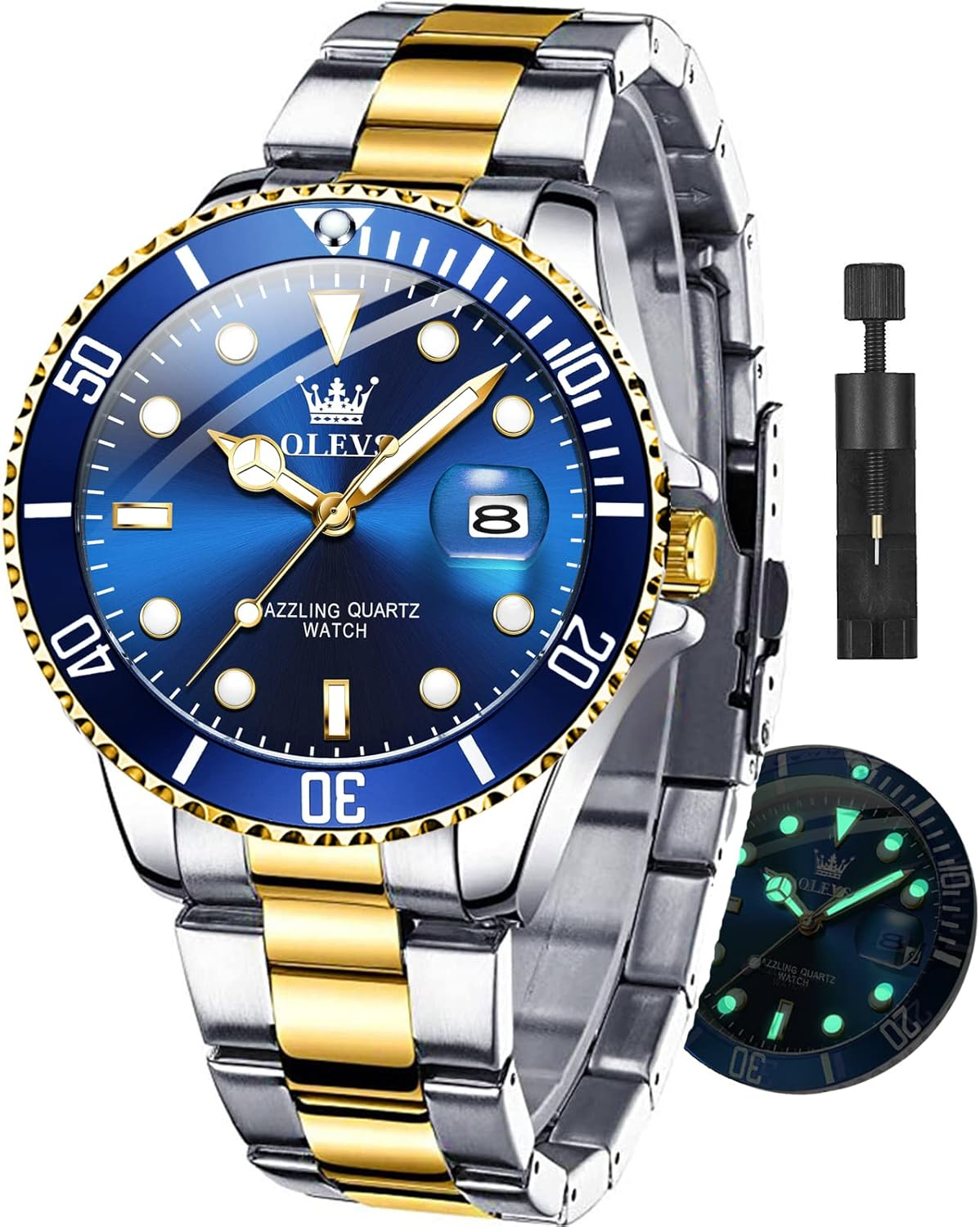 Relojes para hombre con fecha de lujo de gran cara resistente al agua