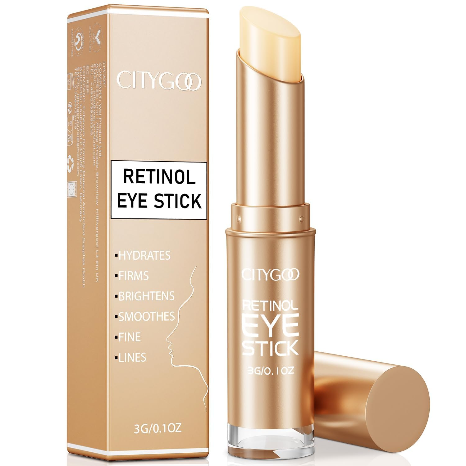 Retinol Eye Stick with Collagen, Hyaluronic Acid for Dark Circle, Wrinkles in 3-4 Weeks, under Eye Cream anti Aging, for Puffiness and Bags Reduces Fine Lines