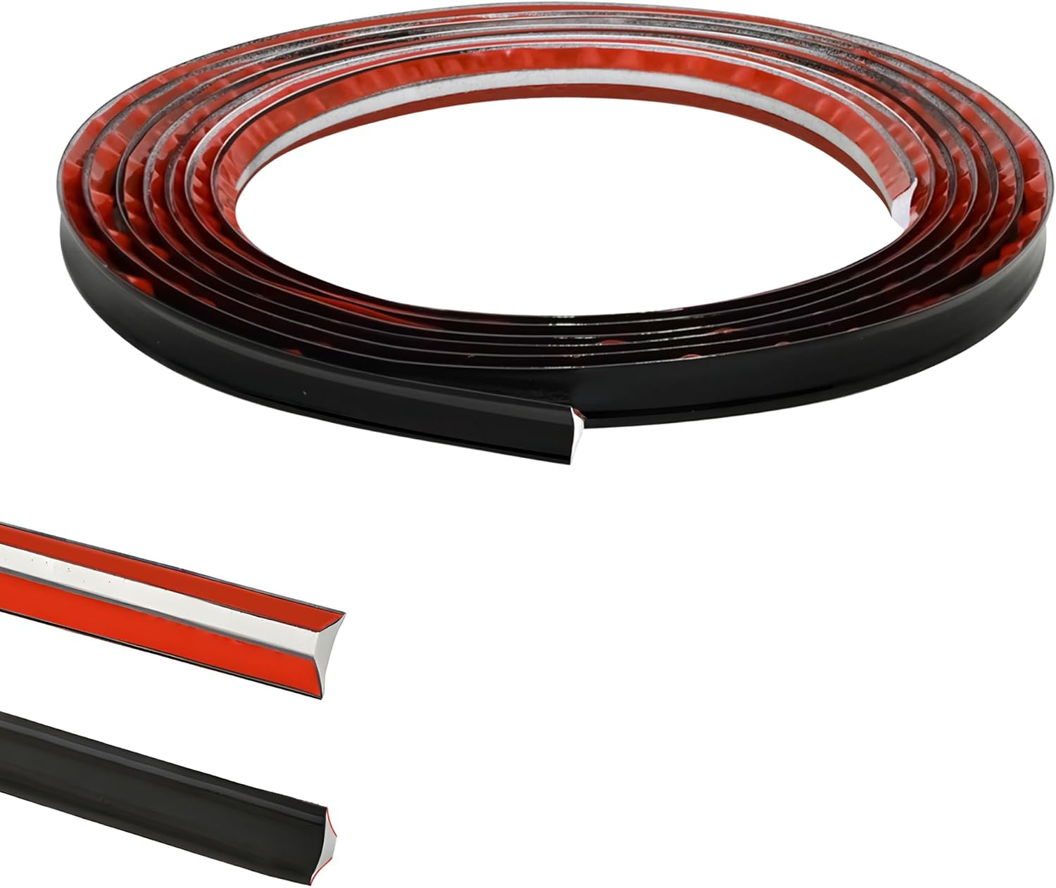 Black PVC Quadrant Trim,Flexible Laminate Beading Self Adhesive Plastic Wall Corner Edging Strip for Worktop Ceiling Floor,Caulk Moulding Skirting Board Trim(2.5 Meters,12Mm*6Mm)
