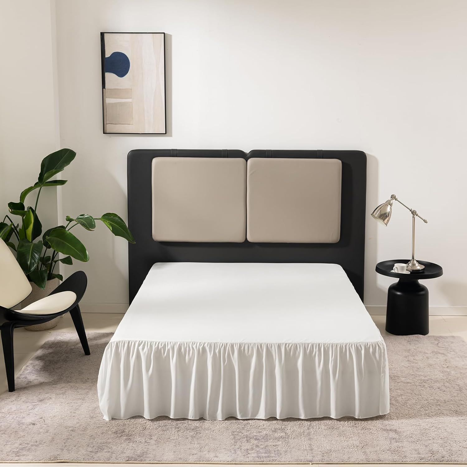 Ivory Bed Skirt Full Size Ruffled Bed Skirt with Split Corners, Full Bed Skirt 18 Inch Drop, Full Size Bed Skirt Ivory for Ruffled Bed Skirt with Split Corners, Bed Skirt Full Size