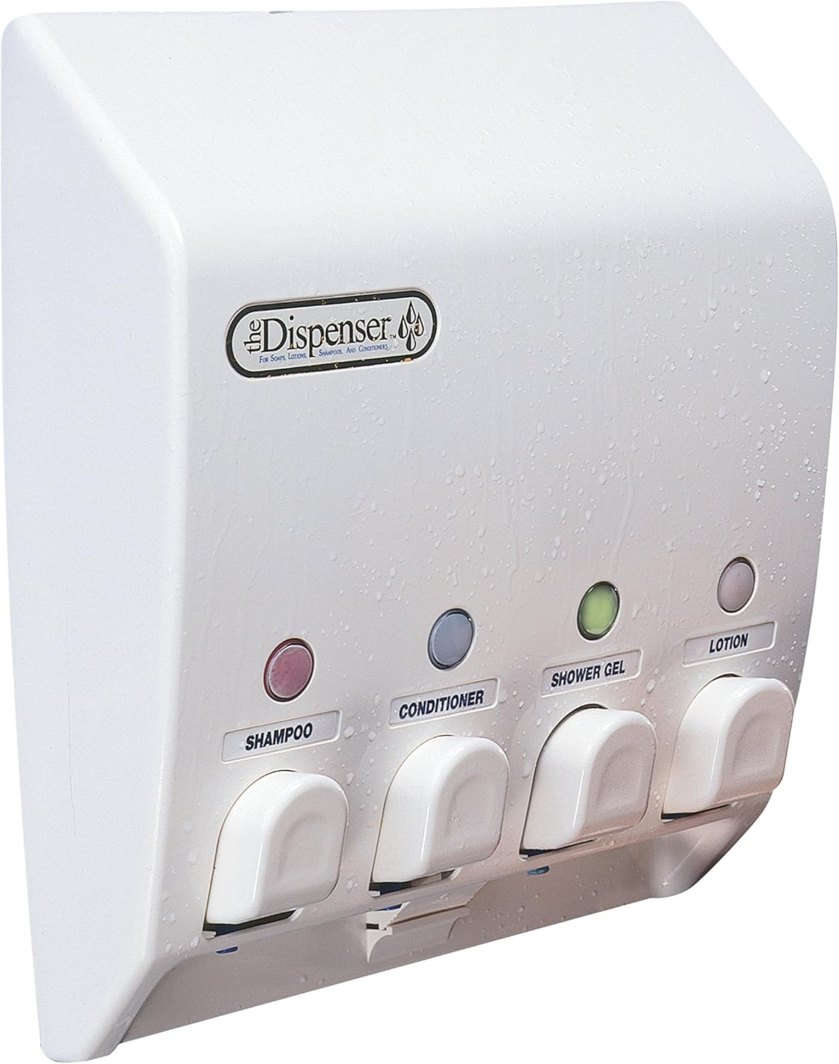 Classic Shower Dispenser 4 Chamber, Wall Mount Shower Shampoo and Soap Dispenser for Bathroom Hotel Body Wash, No Drill Adhesive, 4 X 14.5 Oz, 9.5