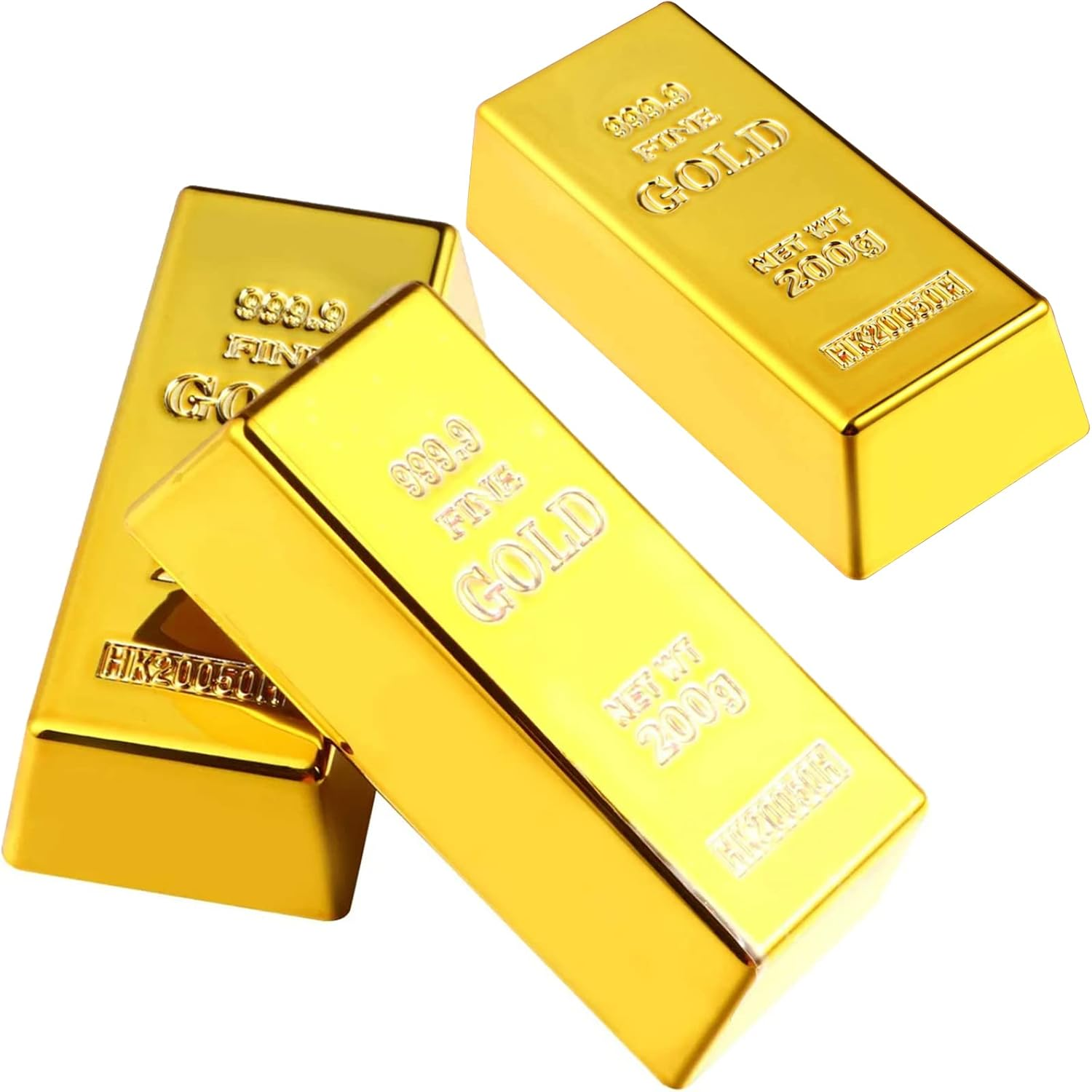 3pcs Simulated Treasure Fake Plastic Golden Brick Bullion, Gold Bar Paperweig... - Picture 2 of 15