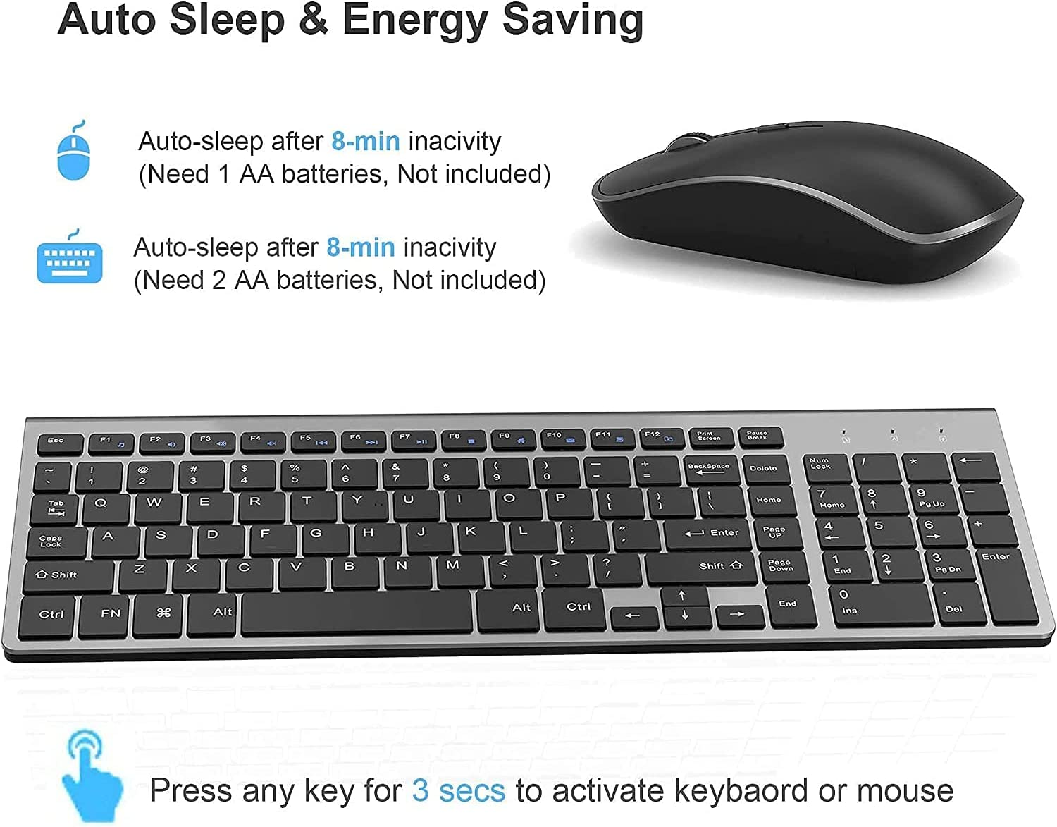 Wireless Keyboard and Mouse J JOYACCESS 2.4G Ergonomic and Slim Wireless Comp... - Picture 4 of 13