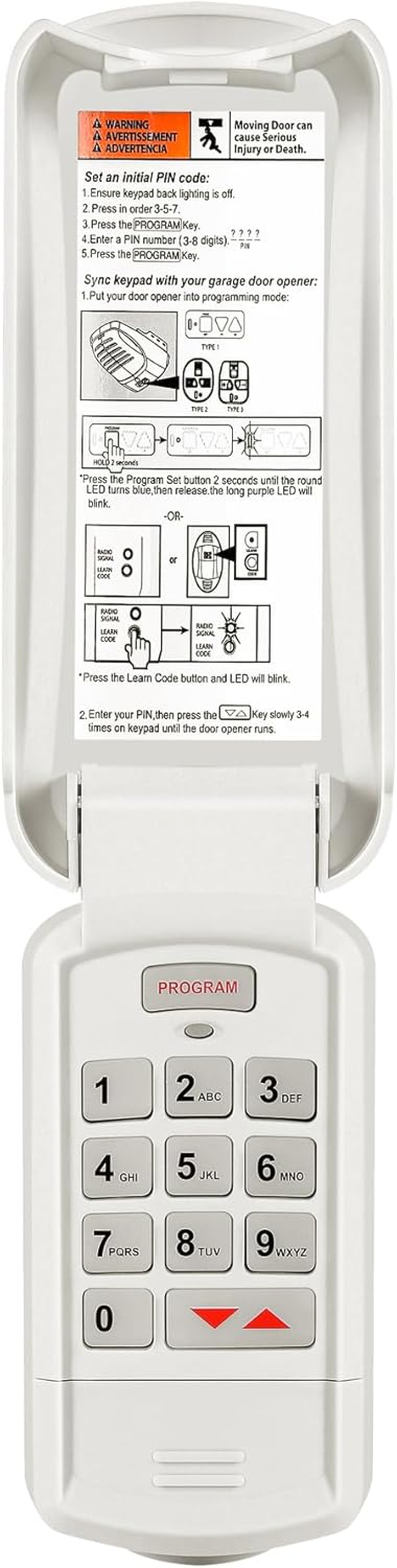 1 for GK-R Wireless Intellicode Genie Garage Door Opener Keypad, Auto-Seek 315/390MHZ, 3-Year-Warranty