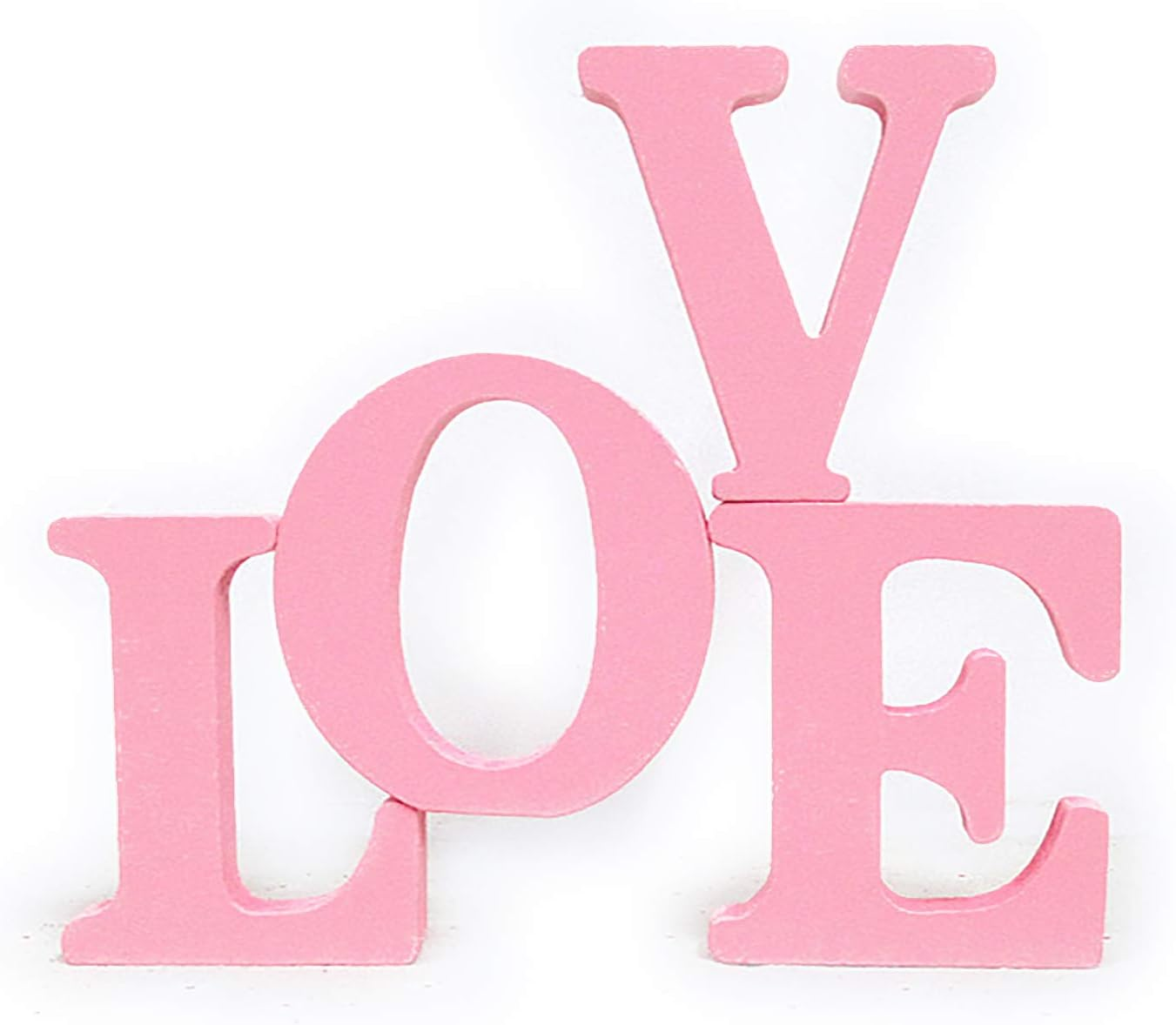 Wooden Love Sign Table Top Sign Freestanding Decorative Letter for Wedding Party Home Decor Pink