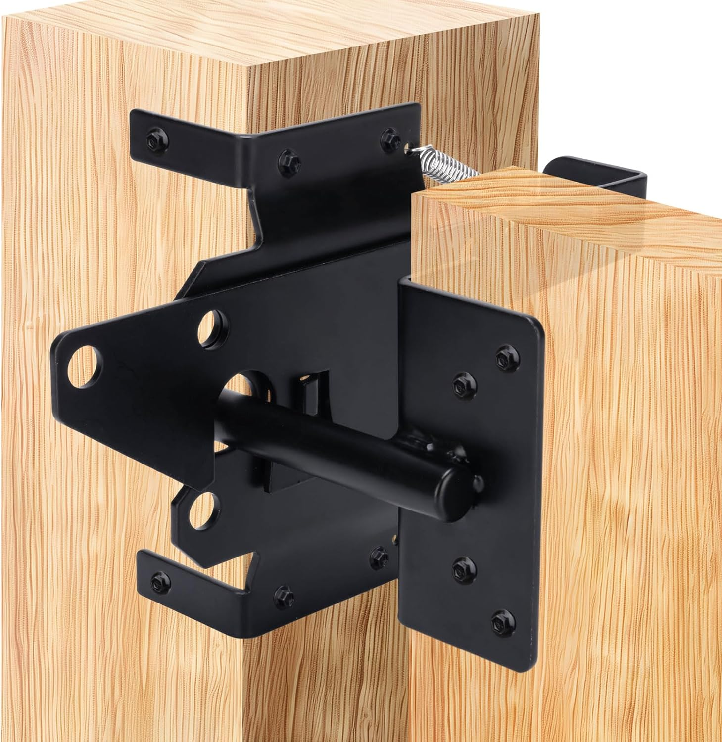 Heavy Duty Self-Locking Gate Latch - Automatic Gravity Lever Lock for Wood, PVC & Metal Fences | Post Mount Hardware for Secure Pool, Yard, Garden Gates | Steel Construction, Black Finish