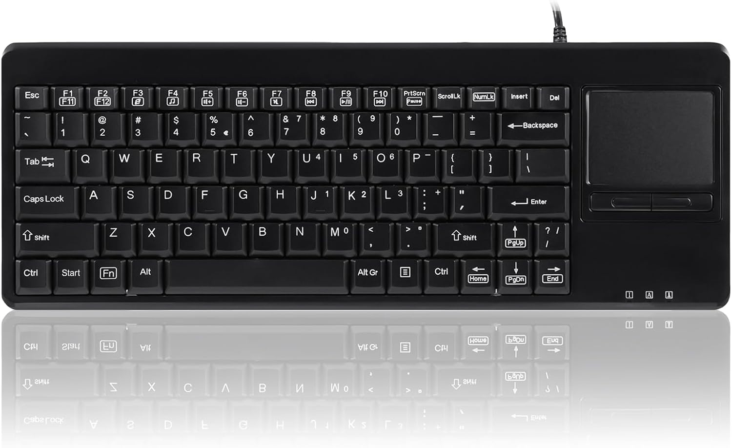 PERIBOARD-515H Wired USB Keyboard with Touchpad, Compact Trackpad Keyboard with 2 Hubs, Black, US Layout