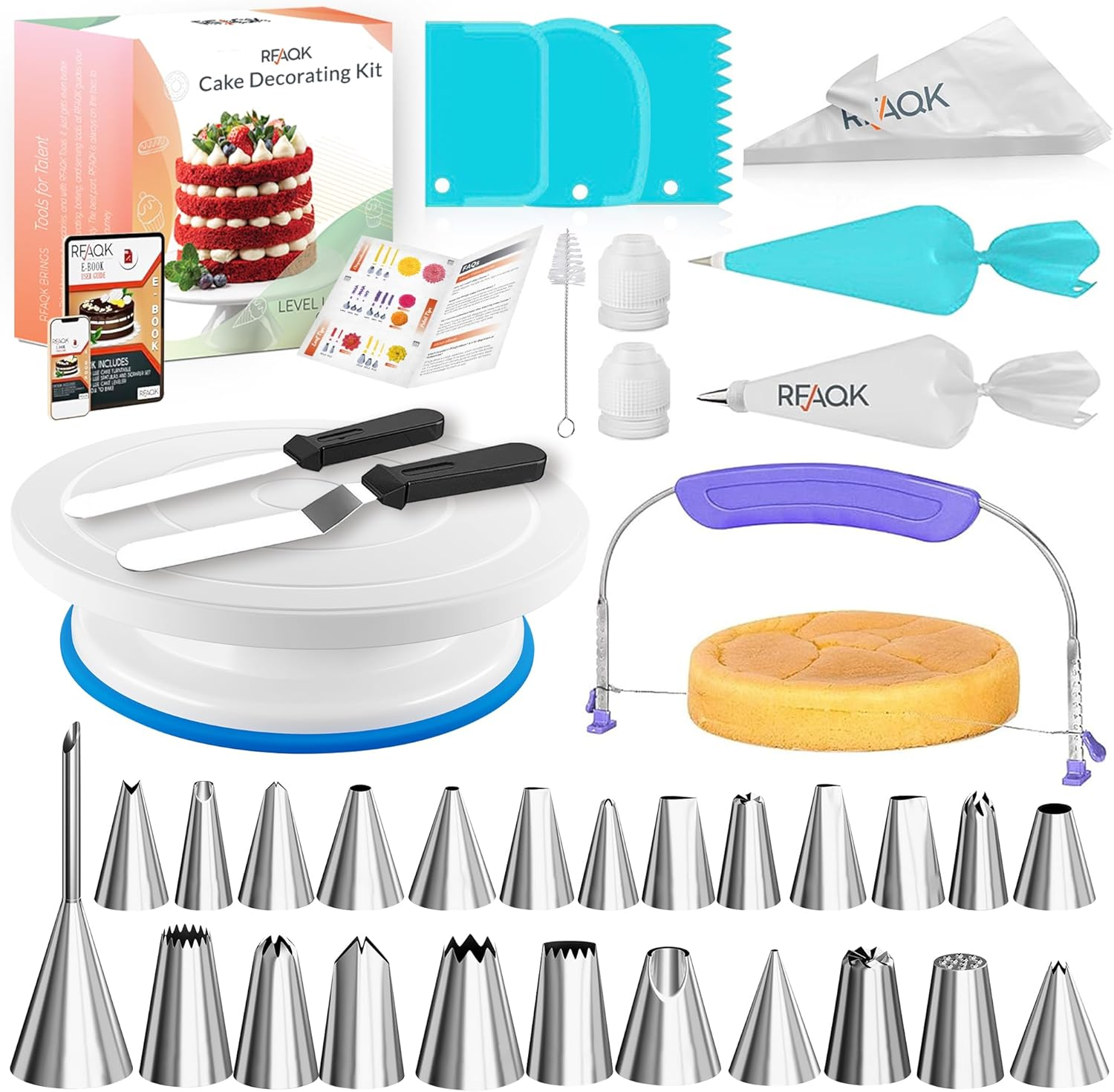 Kit de Decoracion de Pasteles 90 Piezas con Base Giratoria y Boquillas