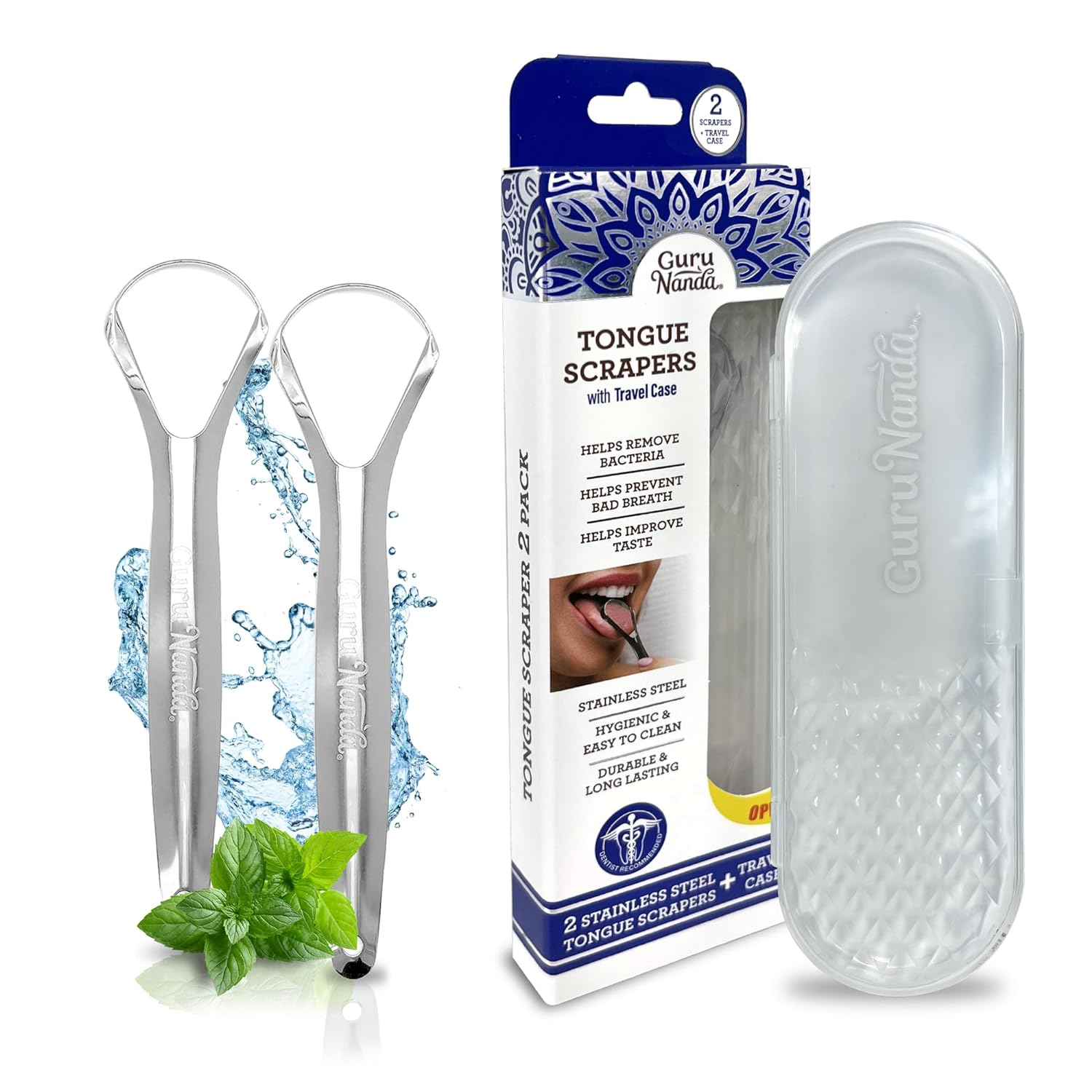 2024 Stainless Steel Tongue Scraper with Travel Case Adults Kids MULTICHOICES ✨
