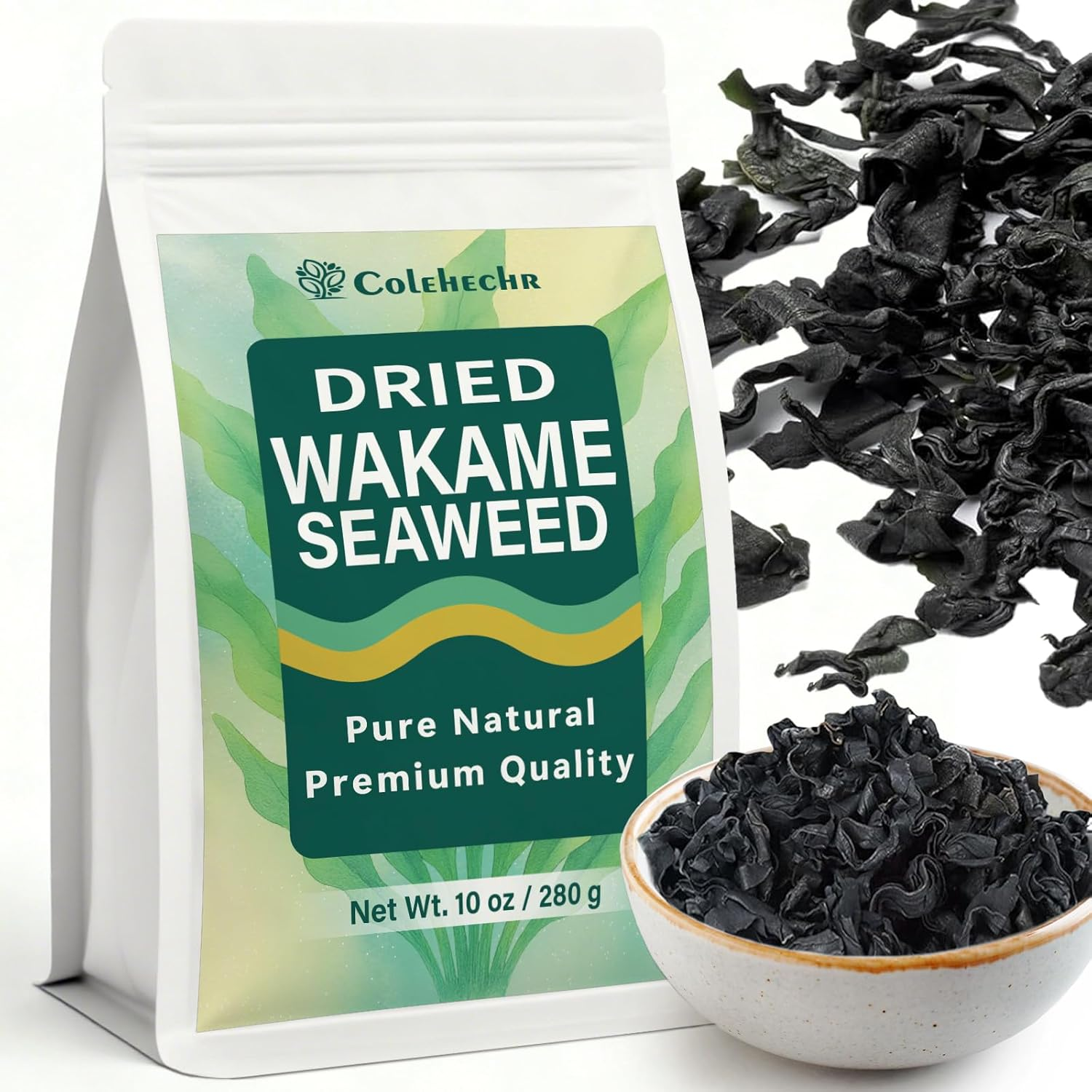 10 Oz Dried Wakame Seaweed – Natural Dried Seaweed for Miso Soup, Seaweed Salad, Sushi, Ramen & Stir-Fry – Gluten-Free, Vegan, Resealable Bag, Quick Soak Kelp for Asian Cooking