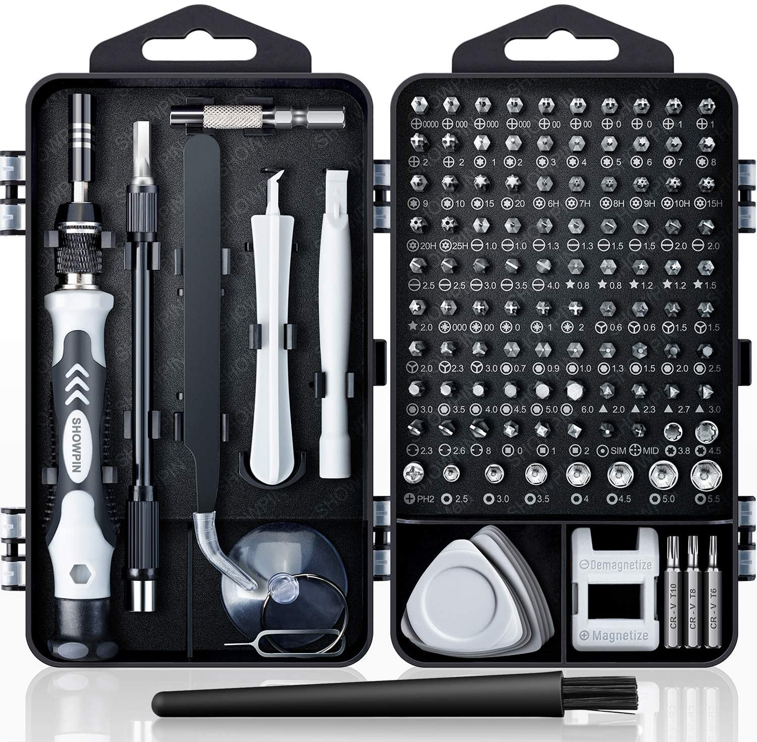 SHOWPIN 122 in 1 Precision Computer Screwdriver Kit, Laptop Screwdriver Sets with 101 Magnetic Drill Bits, Computer Accessories, Electronics Tool Kit Compatible for Tablet, PC, Iphone, PS4 Repair