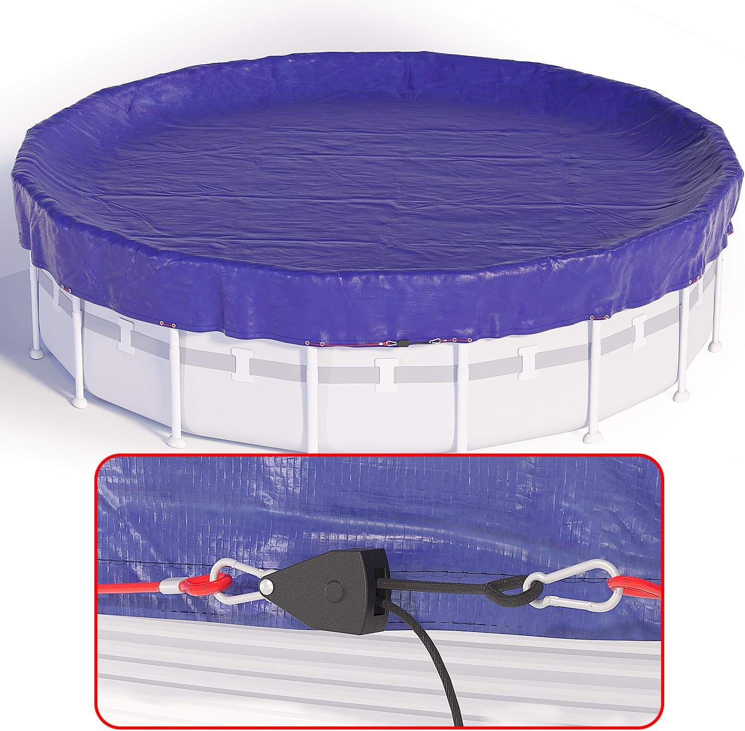 28 FT round Pool Cover, [ 2025 Upgraded ] above Ground Pool Cover, Heavy Duty Winter Pool Cover, Cold and UV Resistant, Cable and Pulley System