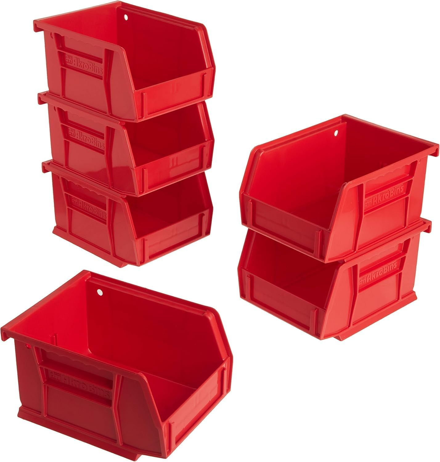 Akro-Mils 30210 Akrobins Plastic Storage Bins, Space-Saving Stackable Bins for Garage, Pantry, Craft Organization, 5