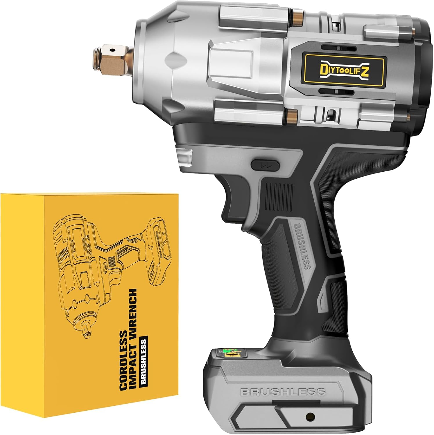 Cordless Impact Wrench 1/2 Inch for Dewalt 20V Battery, Impact Wrench 900Ft-Lbs(1200N.M) High Torque Brushless Electric Impact Gun, Power Impact Driver with 4-Mode Speed, LED Work Light(No Battery)