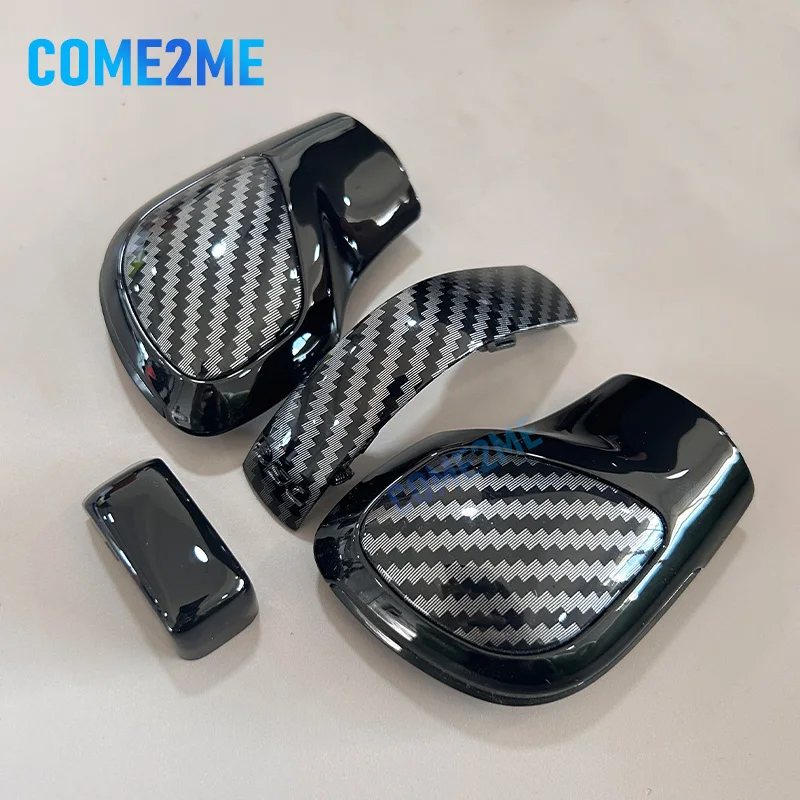 DSG Gear Shift Knob Side Cover Black Chrome Leather Carbon DSG Shift Knob For Vw Golf 6 7 R GTI Passat B8 CC R20 Jetta Mk6 GLI