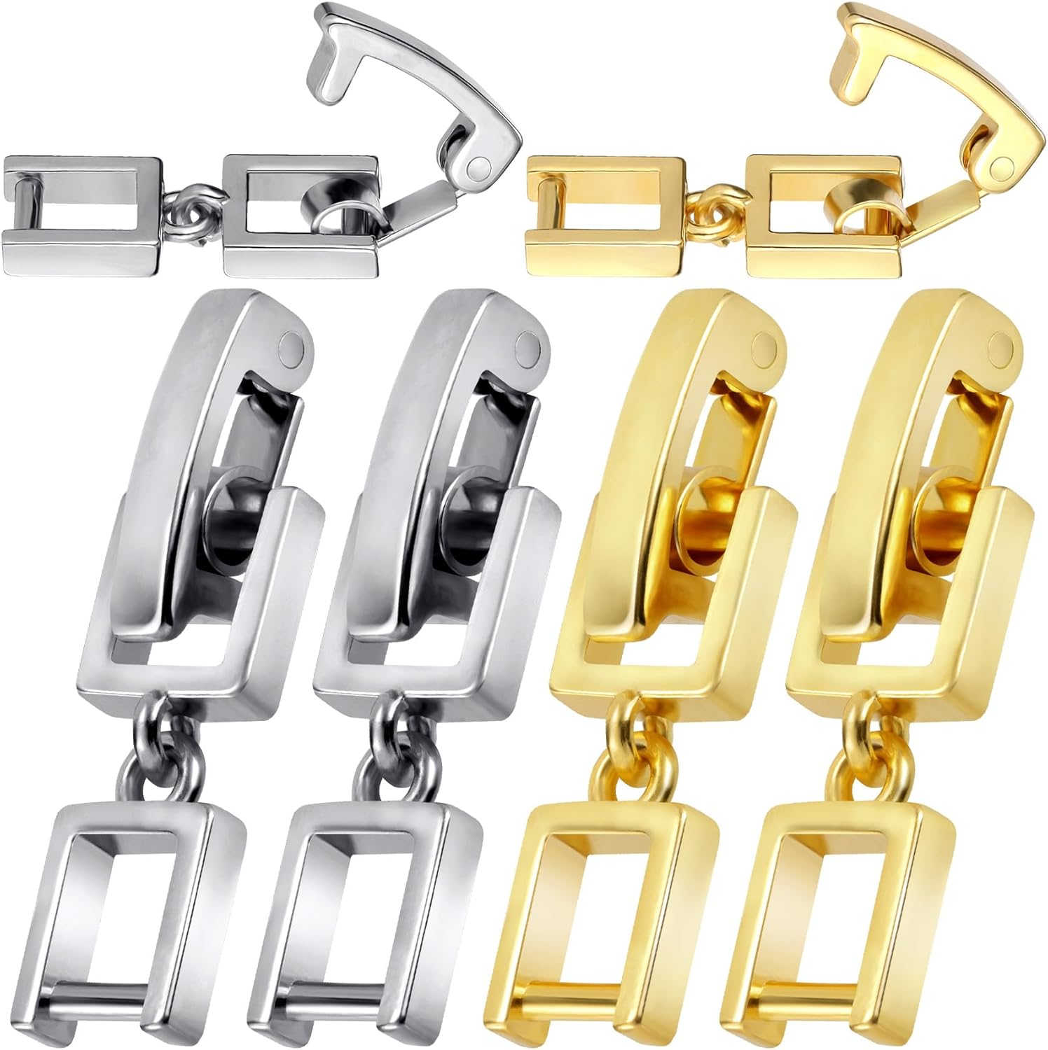 6Pcs Bracelet Extenders, Fold over Necklace Jewelry Clasps, Watch Band Extension for Jewelry Bracelet Necklace Anklets- Gold & Silver