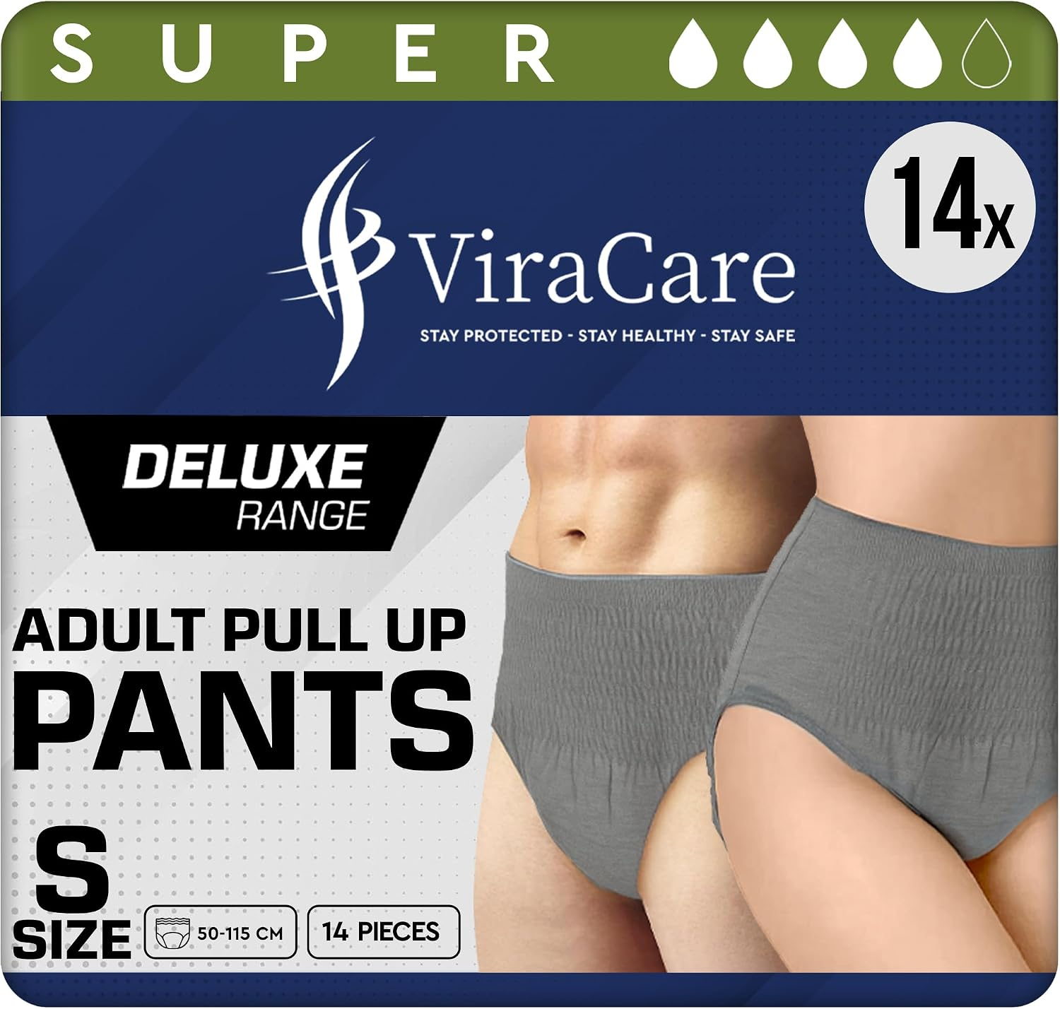14 X Grey Super Incontinence Pants Women and Men, Adult Nappies | High Absorption, Anti-Leakage, Soft-Stretch Waistband, Breathable, Discreet Fit, Adult Diapers, Small Size (1 Pack of 14)