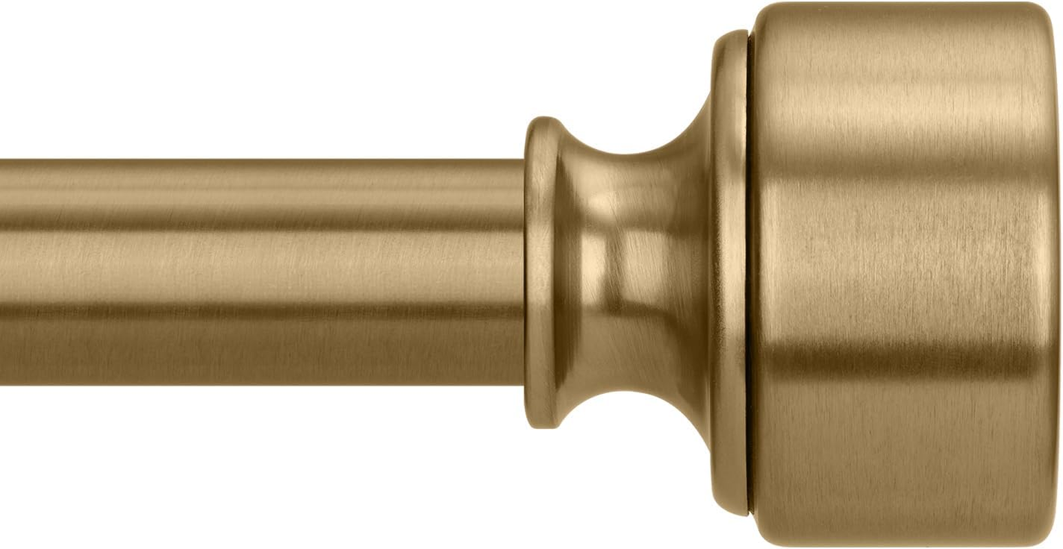 Warm Gold Curtain Rod for Windows 48 to 84 Inch, Heavy Duty Brass Curtain Rod, 1