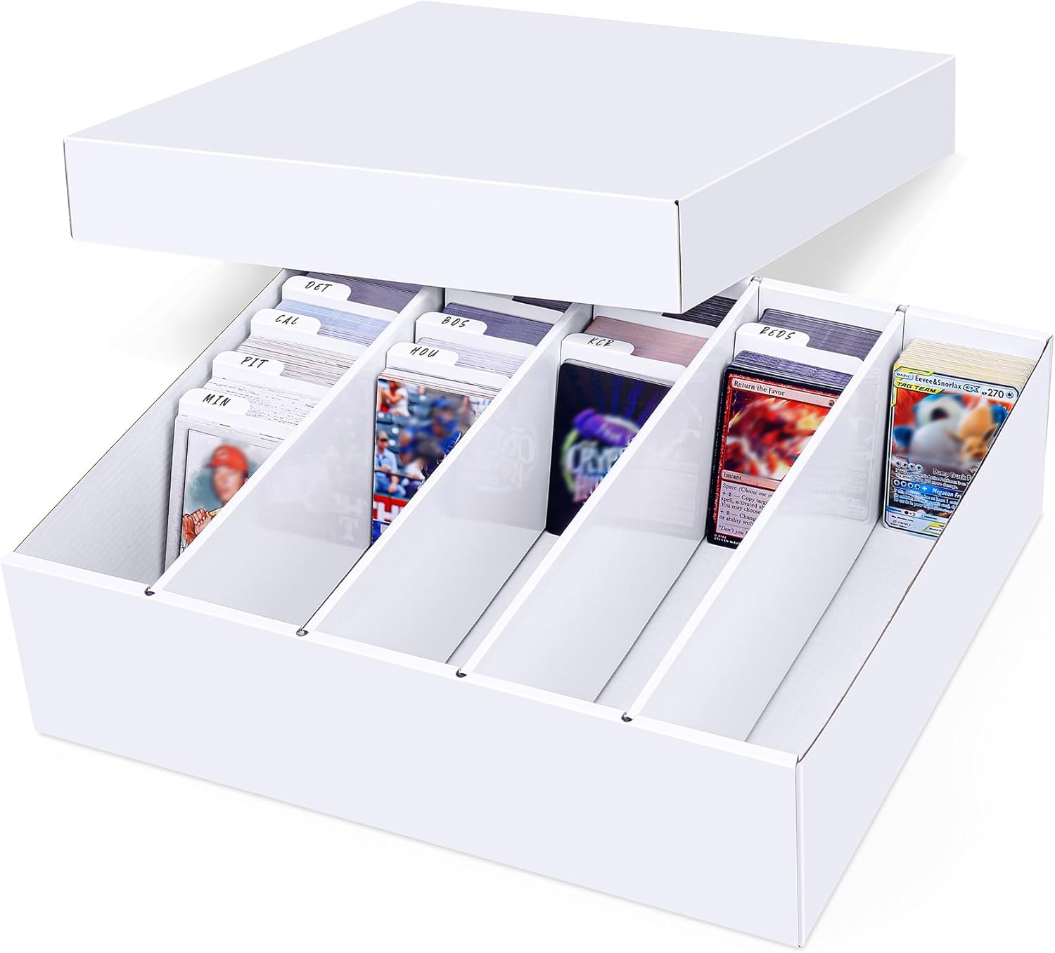 5 Row Trading Card Storage Box, 1 Pack Cardboard Storage Box with Divider for Mtg, Tcg, Sports Cards